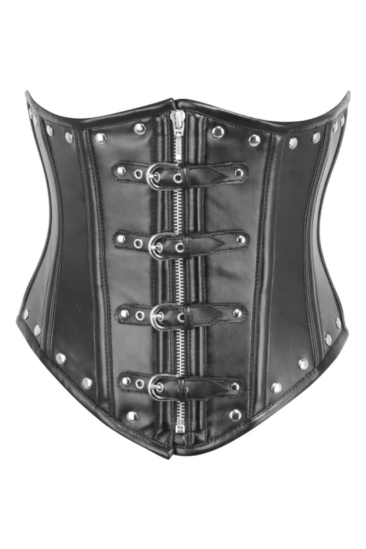 Black PVC Fetish Underbust with Zip Front sold by Corset Story