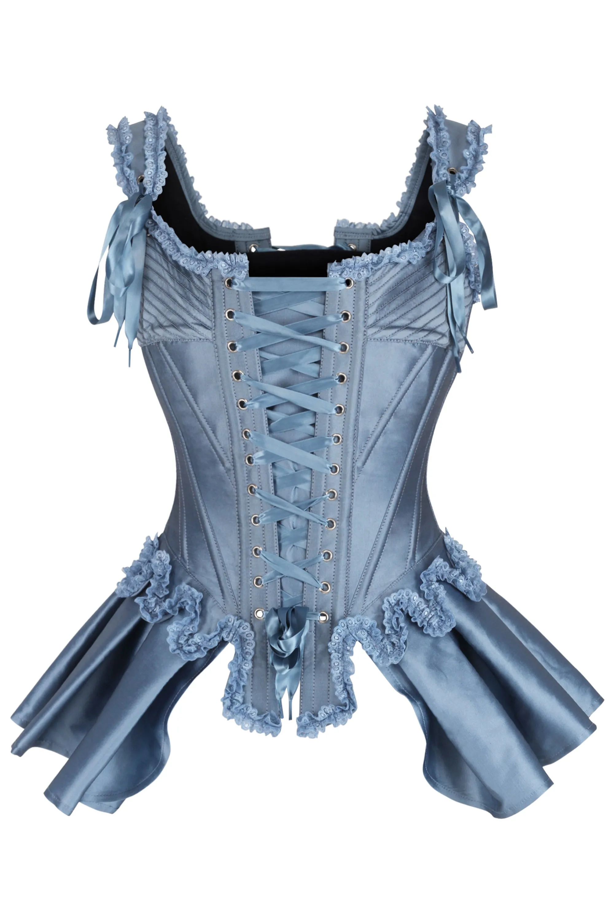 Blue Historically Inspired Corset Overbust with Bustle sold by Corset Story