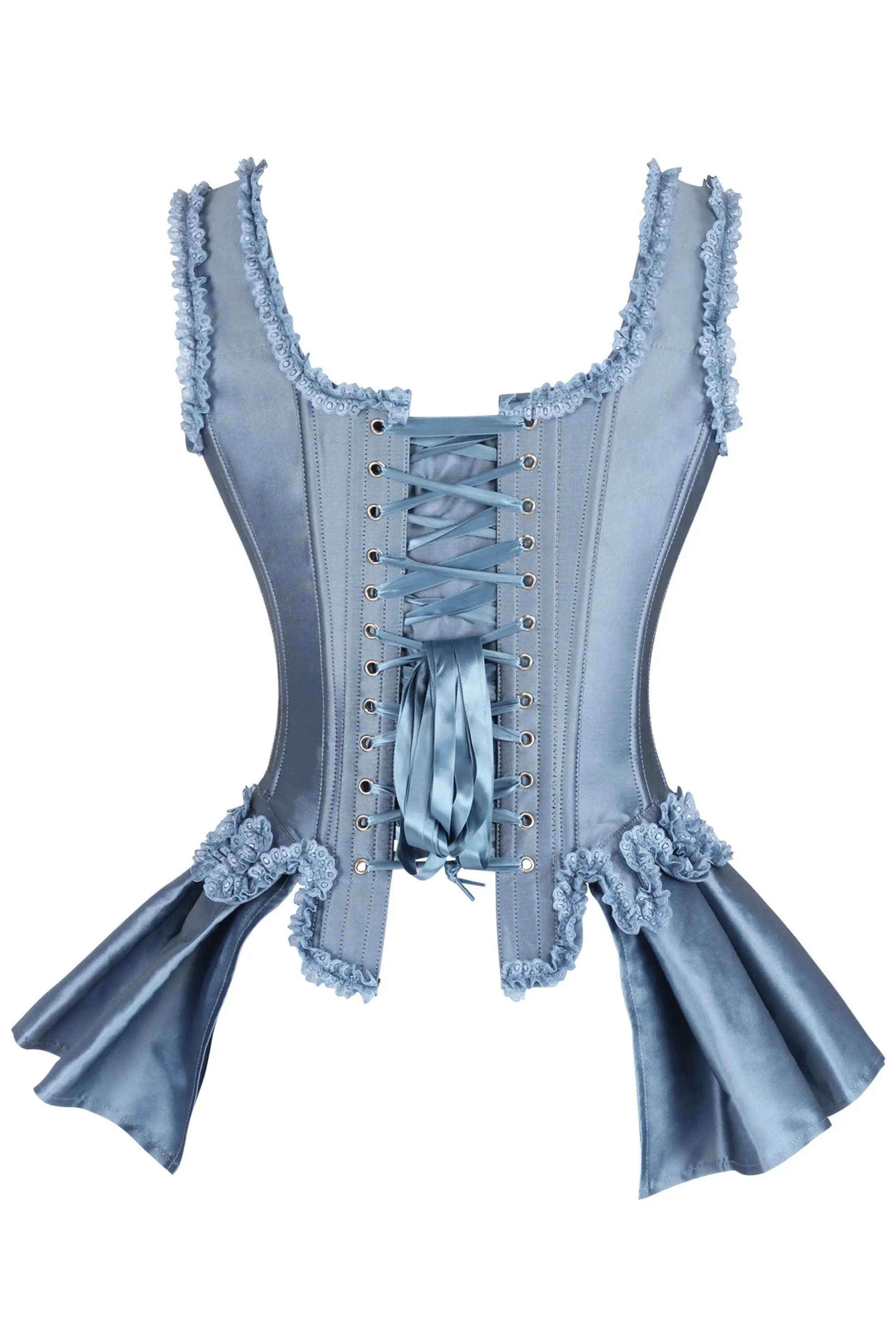 Blue Historically Inspired Corset Overbust with Bustle sold by Corset Story product image thumbnail 2