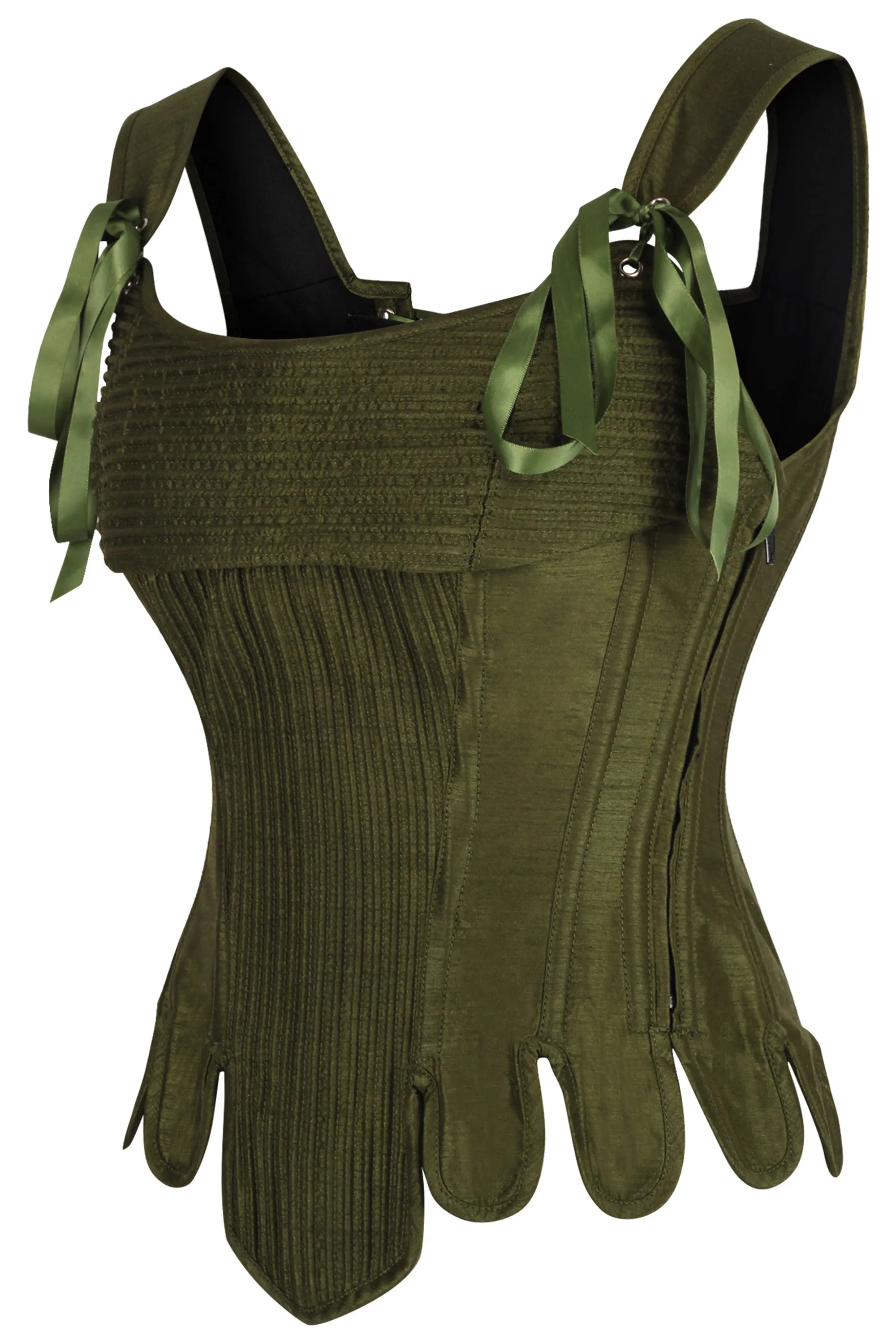 Historically Inspired Overbust Corset in Green sold by Corset Story product image thumbnail 3
