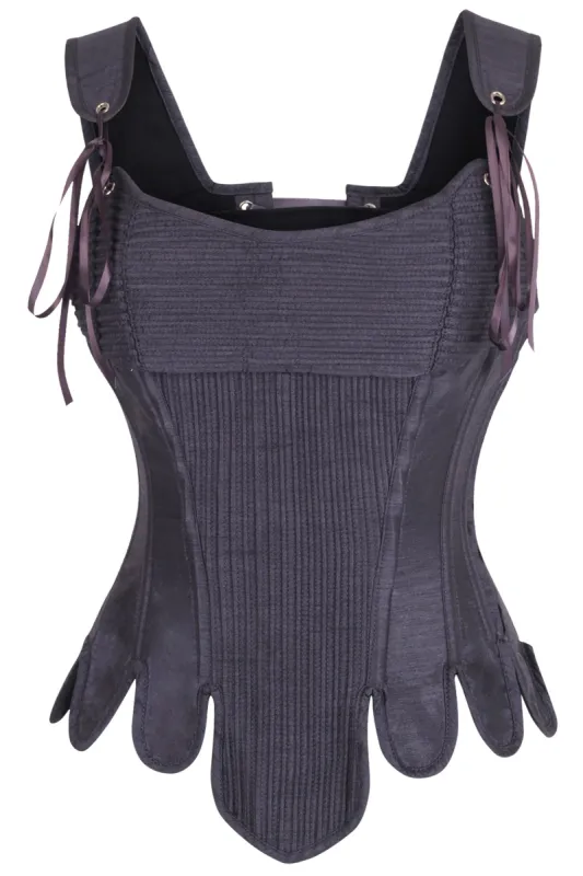 Historically Inspired Overbust Corset in Grey sold by Corset Story