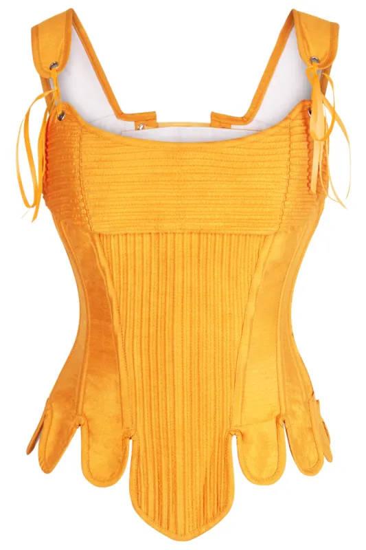 Historically Inspired Overbust Corset in Gold sold by Corset Story