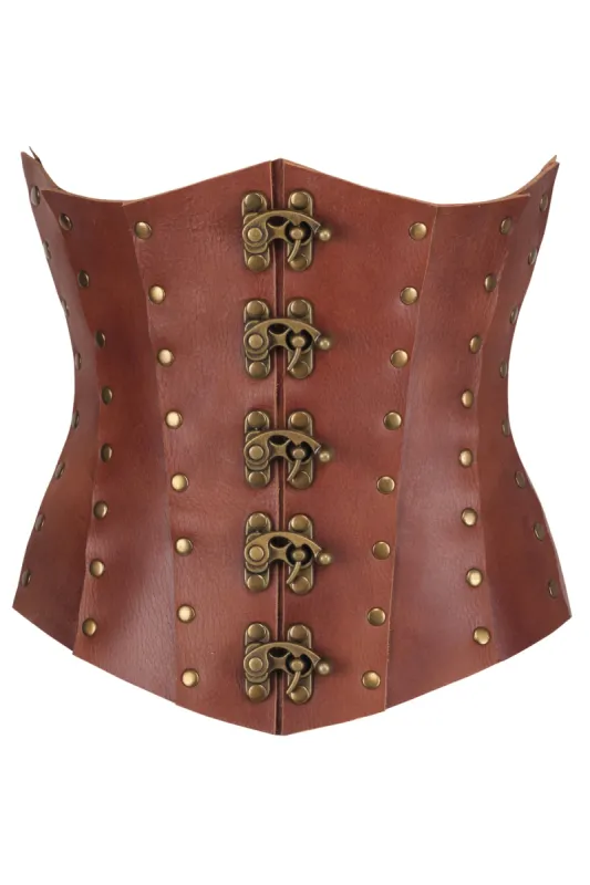 Handmade Leather Underbust Corset – Premium Quality with Antique Brass Detailing sold by Corset Story