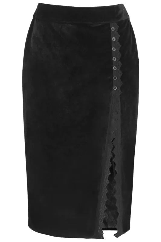 Black Velvet Pencil Skirt sold by Corset Story