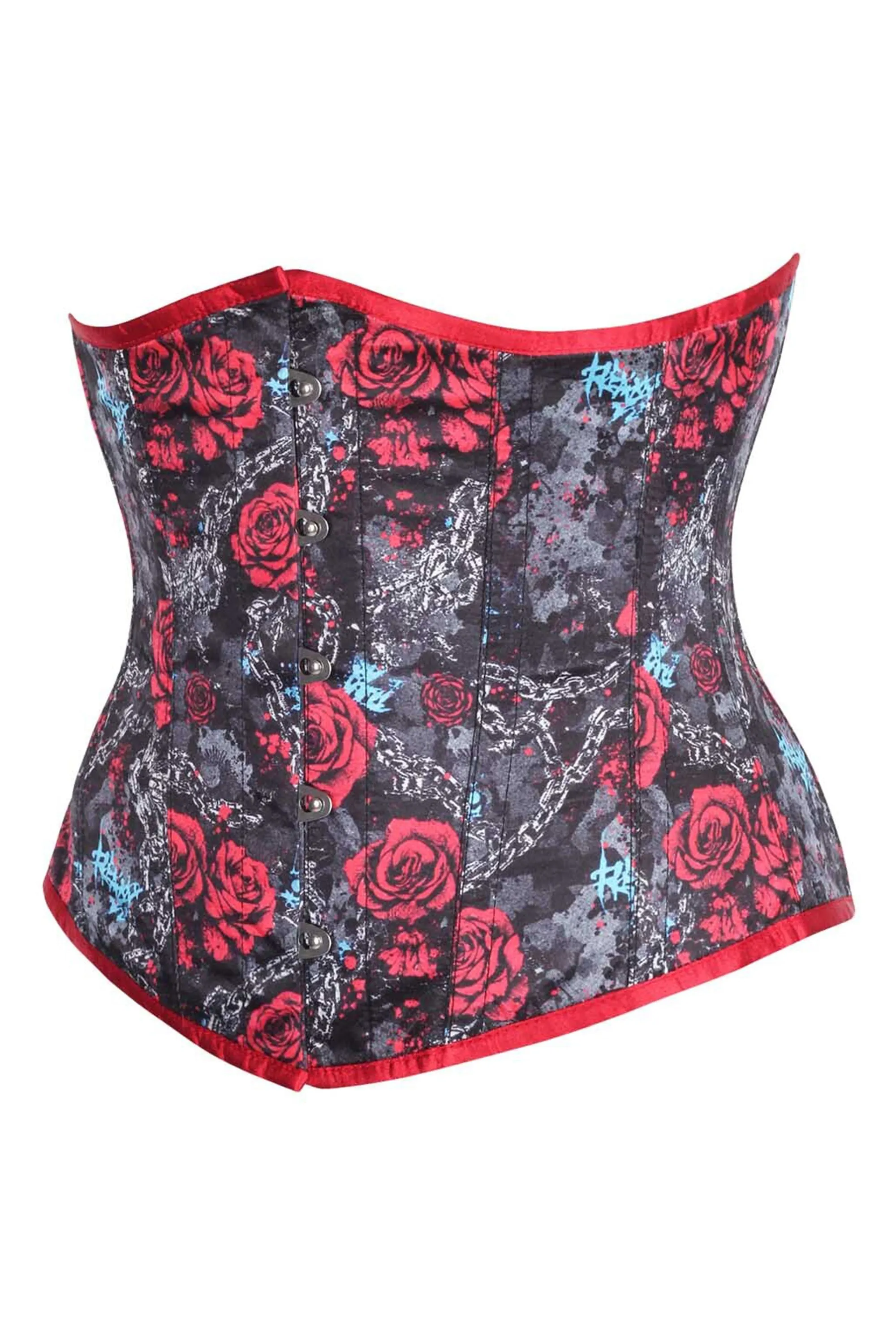 Rebel Rose Underbust Corset – Chains, Roses & Gothic Edge sold by Corset Story product image thumbnail 3