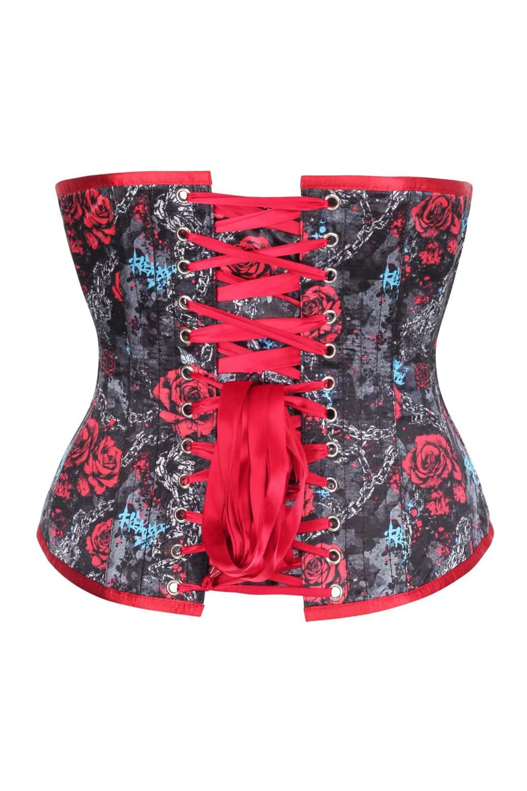 Rebel Rose Underbust Corset – Chains, Roses & Gothic Edge sold by Corset Story product image thumbnail 2