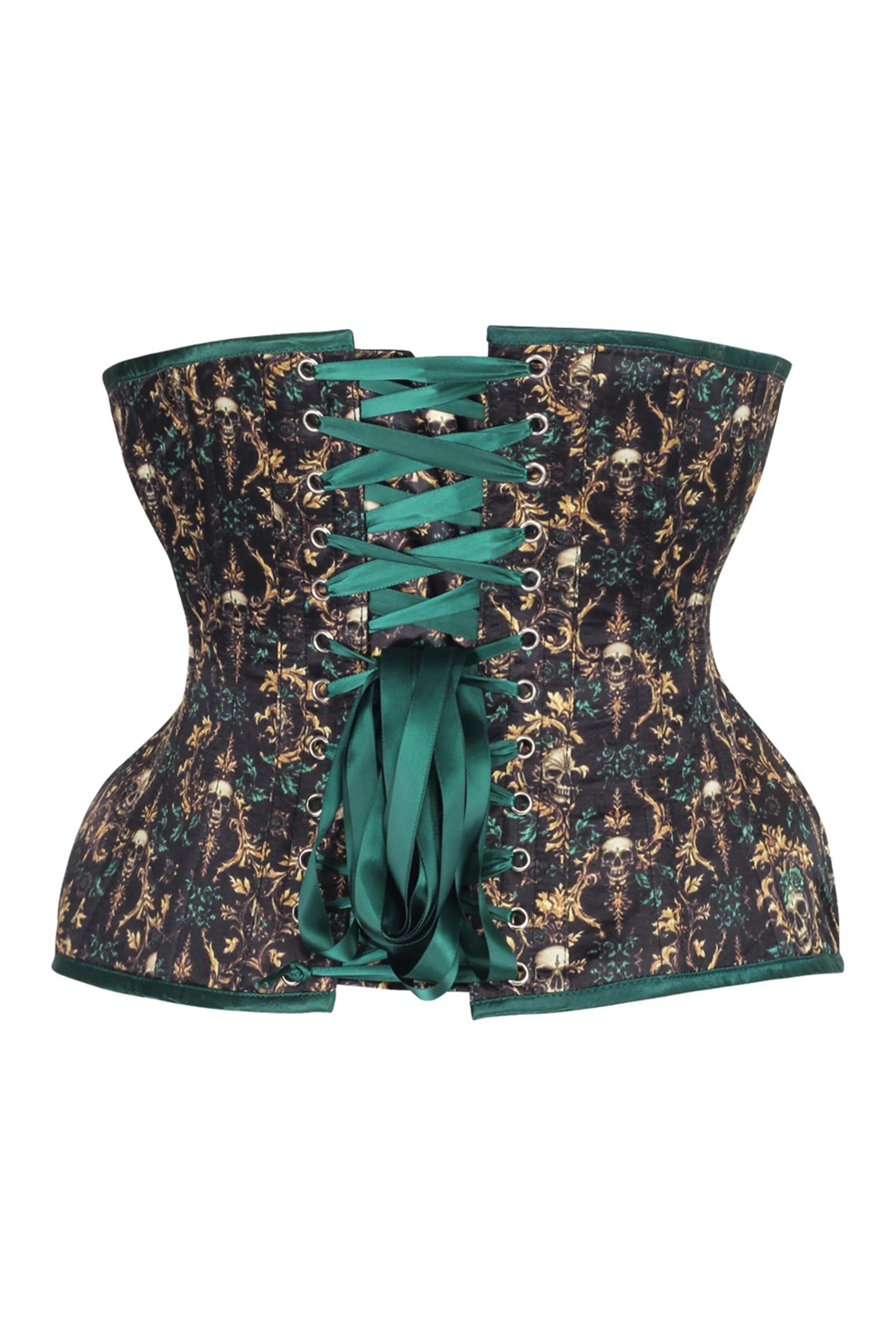 Emerald Baroque Skull Underbust Corset – Dark Romance with a Gothic Twist sold by Corset Story product image thumbnail 2