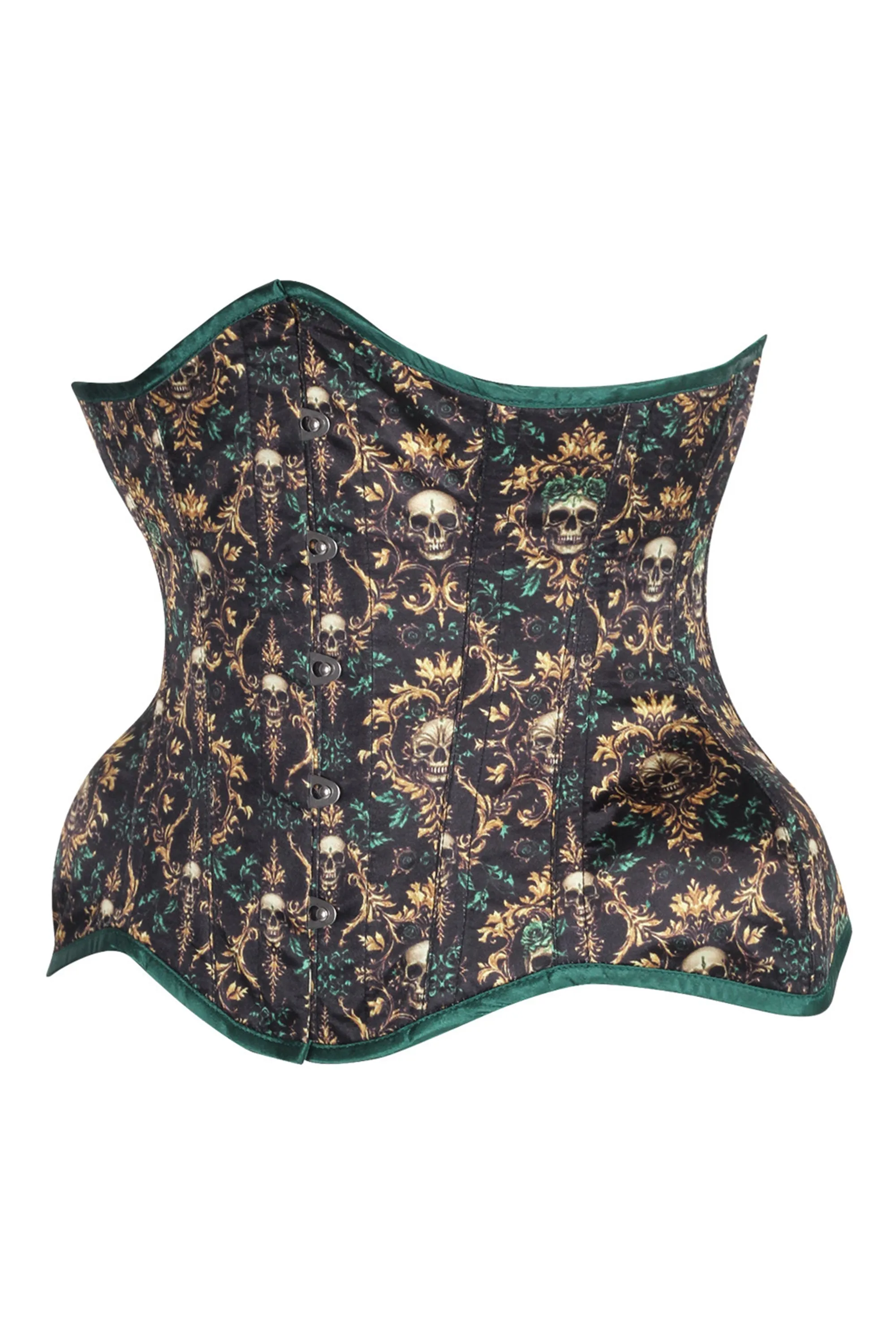 Emerald Baroque Skull Underbust Corset – Dark Romance with a Gothic Twist sold by Corset Story product image thumbnail 3