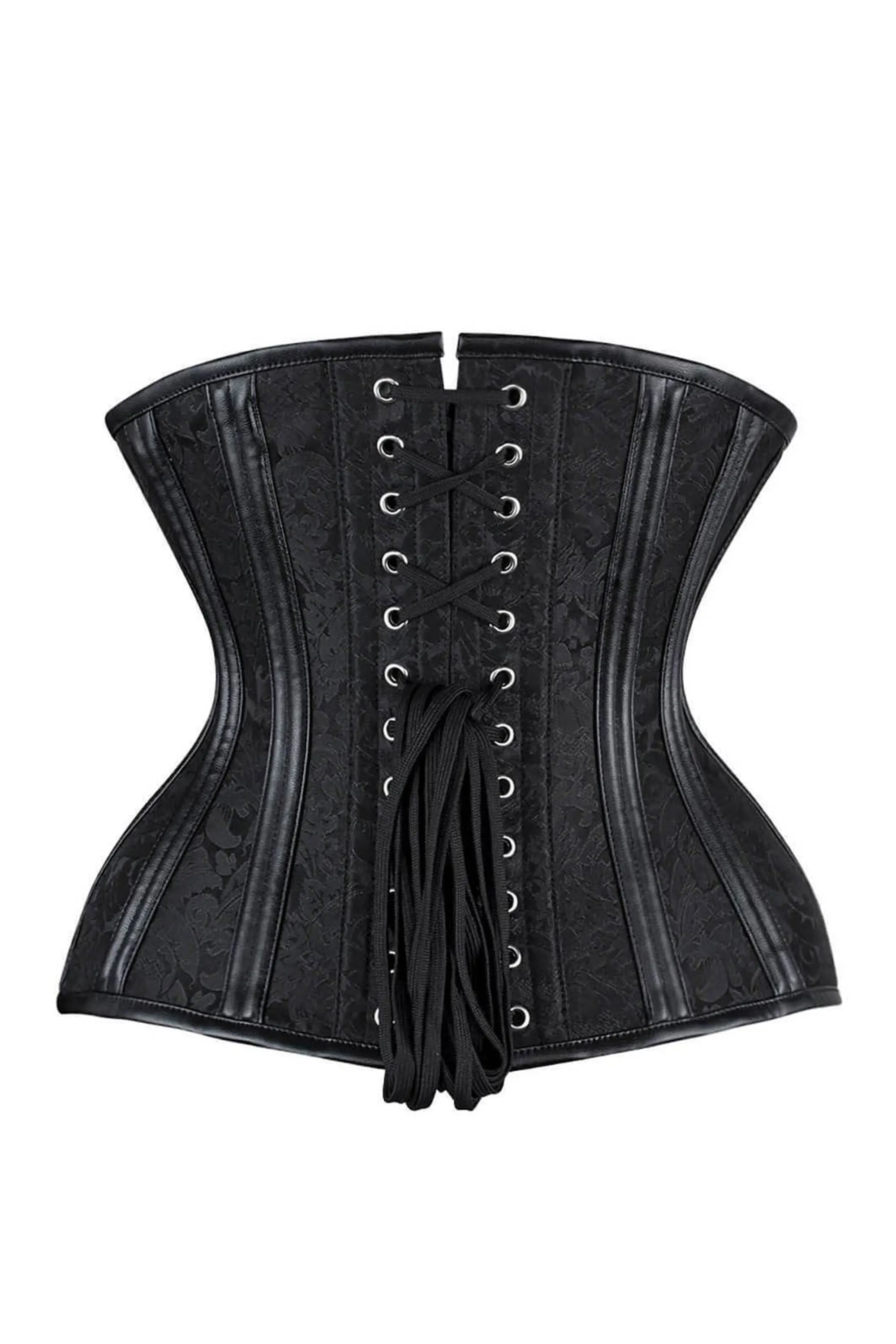 Black Brocade Underbust with Belt Buckle Fastenings sold by Corset Story product image thumbnail 2