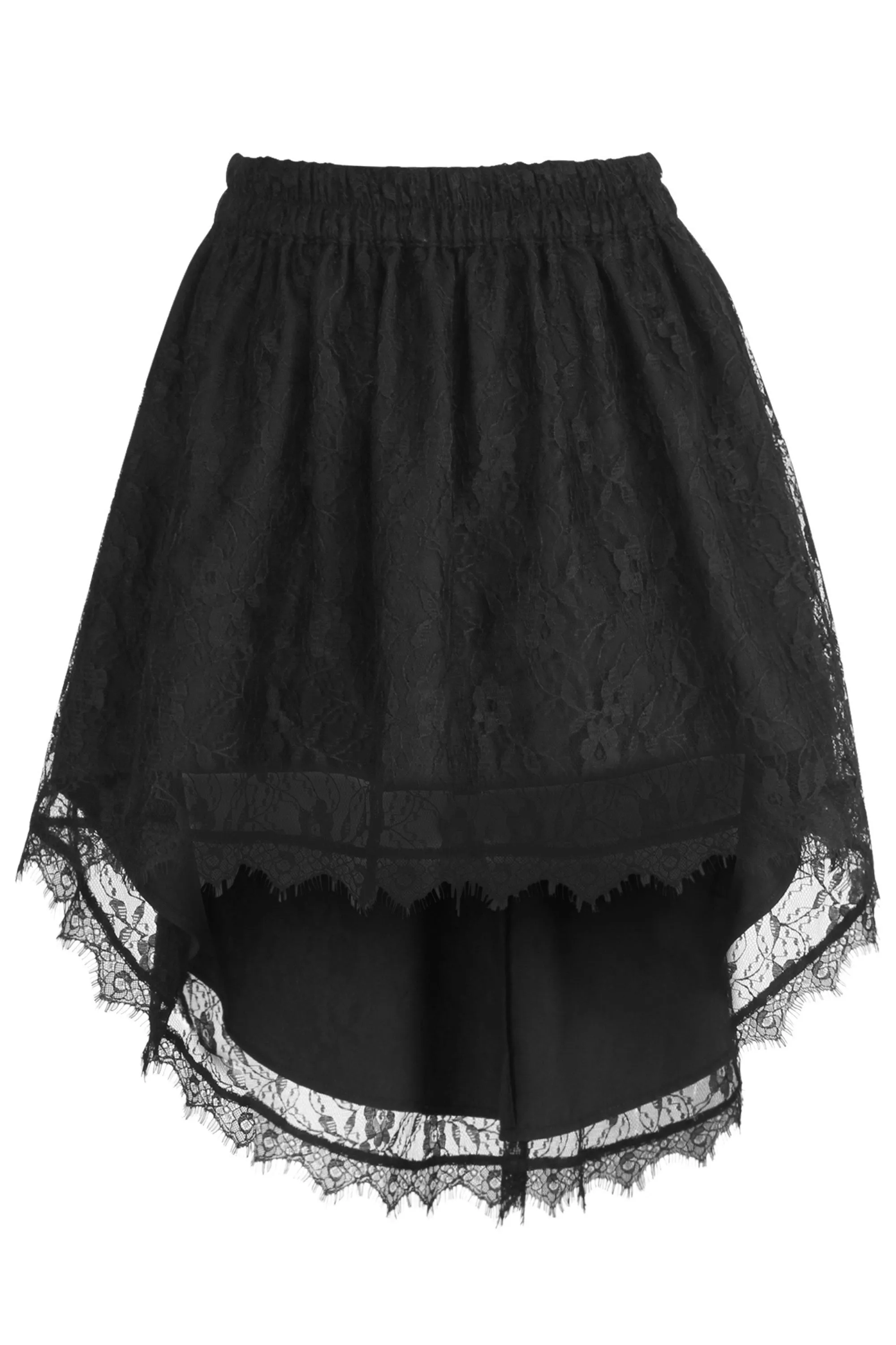 Black Lace Asymmetrical Skirt – Vintage Goth Style sold by Corset Story