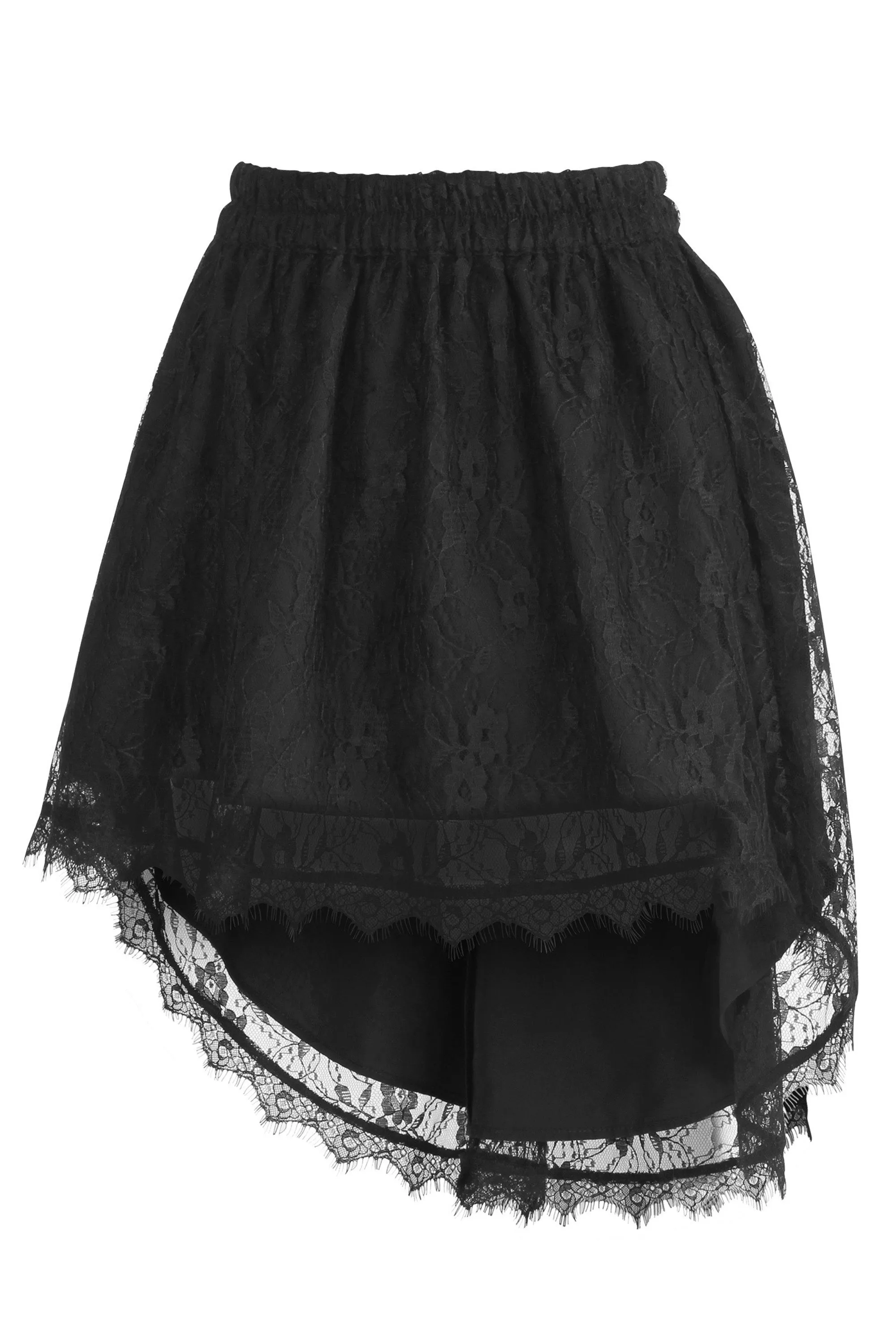 Black Lace Asymmetrical Skirt – Vintage Goth Style sold by Corset Story product image thumbnail 2