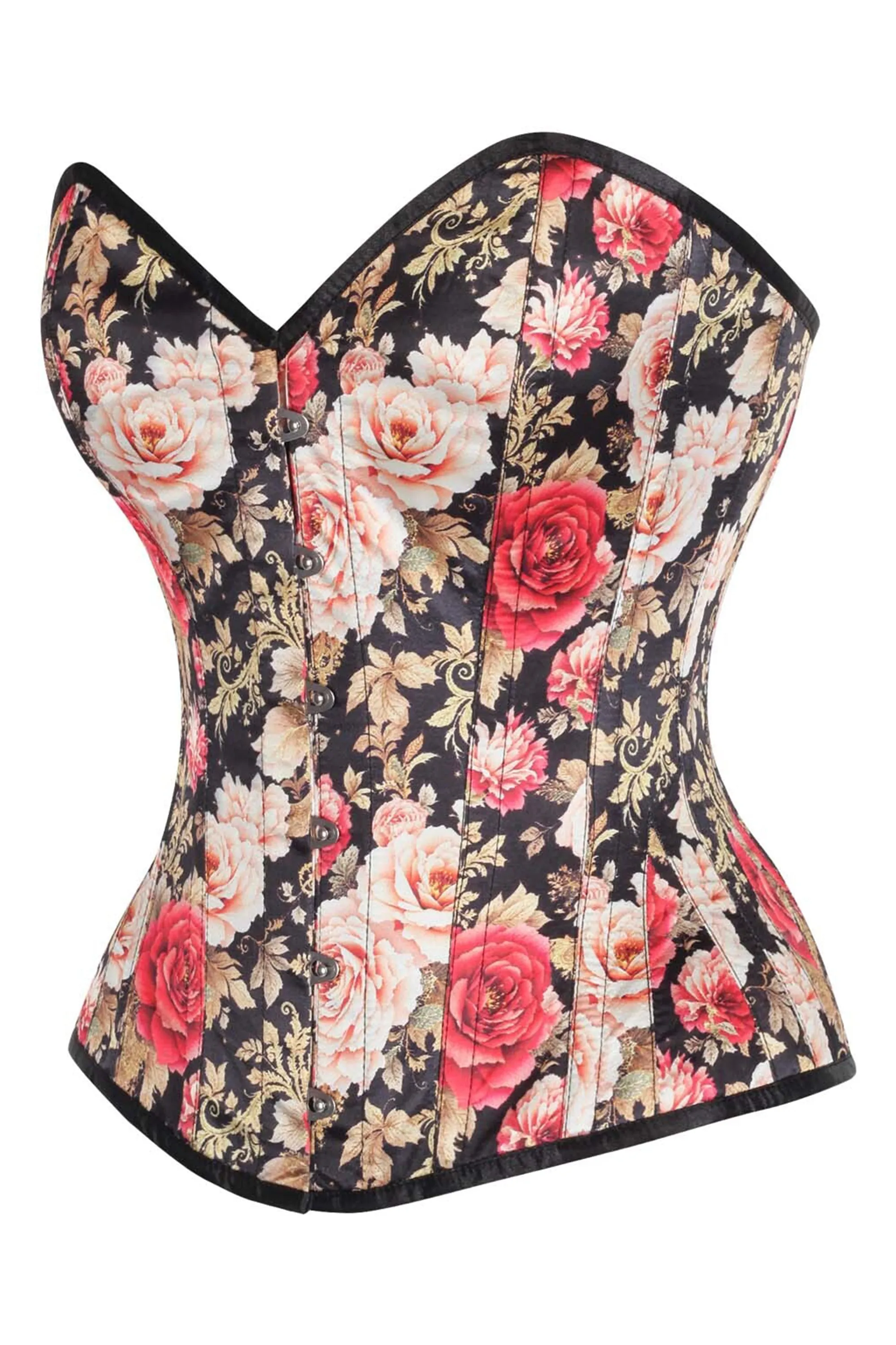 Vintage Rose Brocade Overbust Corset – Elegant Floral Lace-Up Design sold by Corset Story product image thumbnail 3