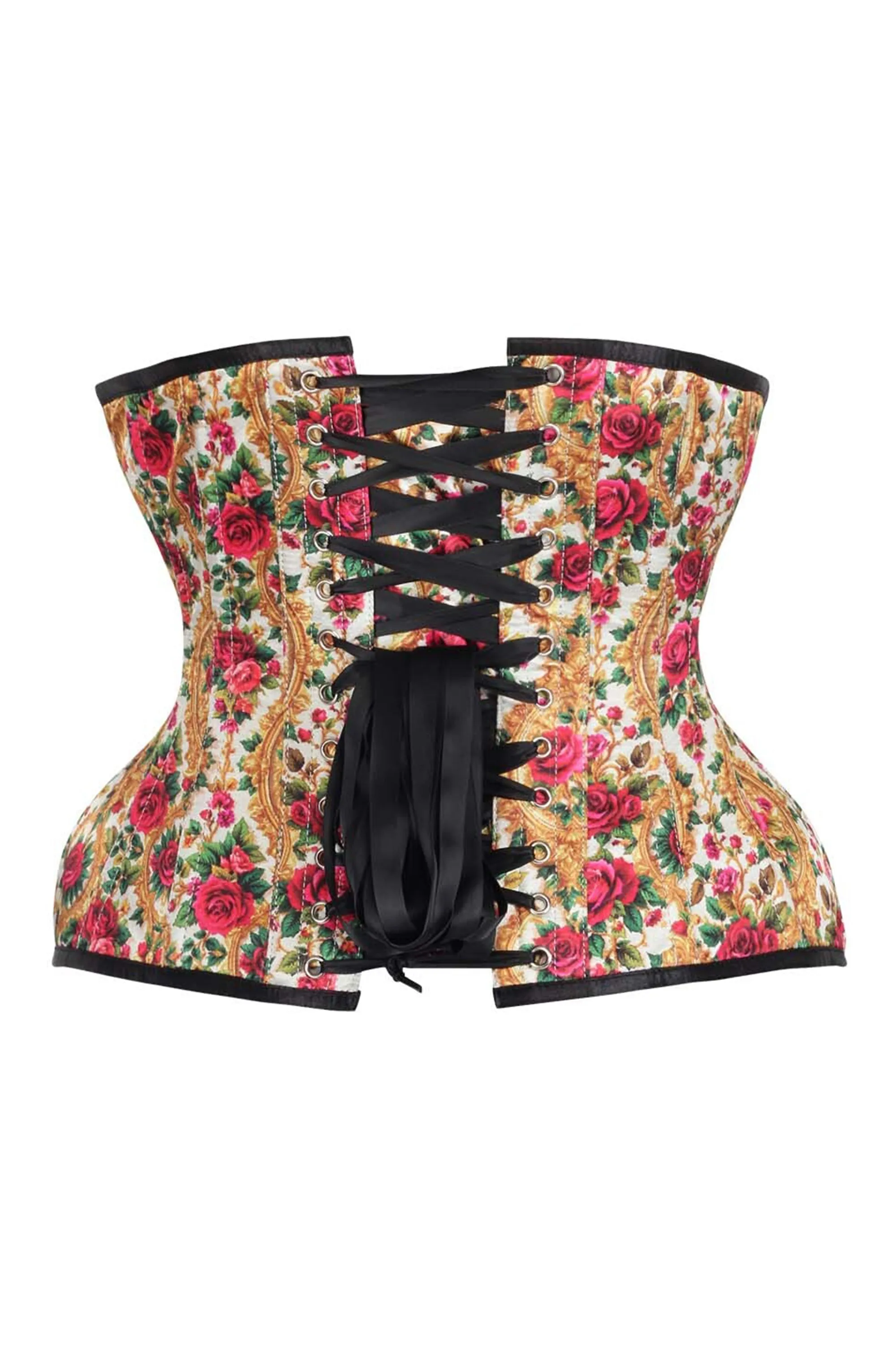 Regal Rose Brocade Underbust Corset – Vintage Floral Waist Cincher sold by Corset Story product image thumbnail 2