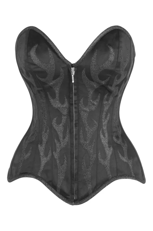 Midnight Inferno Corset – Spark the Night in Black Flames sold by Corset Story