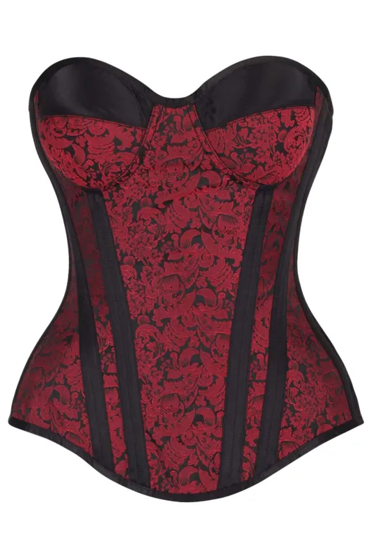 Red & Black Enchanted Brocade Corset sold by Corset Story