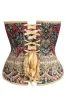 Regal Brocade Overbust Corset – Vintage Gold & Crimson Floral Tapestry sold by Corset Story