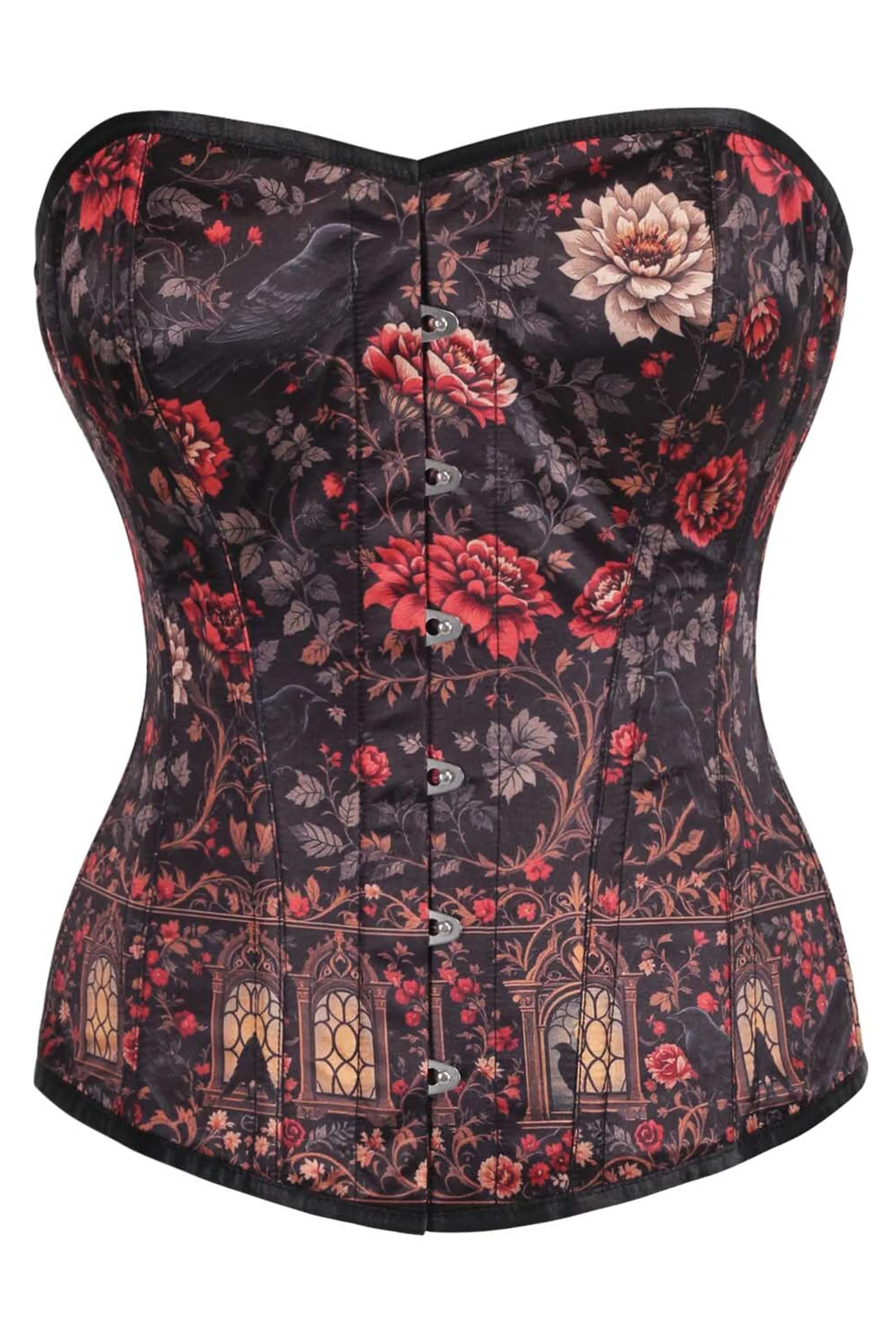 Midnight Bloom Overbust Corset – Gothic Rose & Raven Design sold by Corset Story