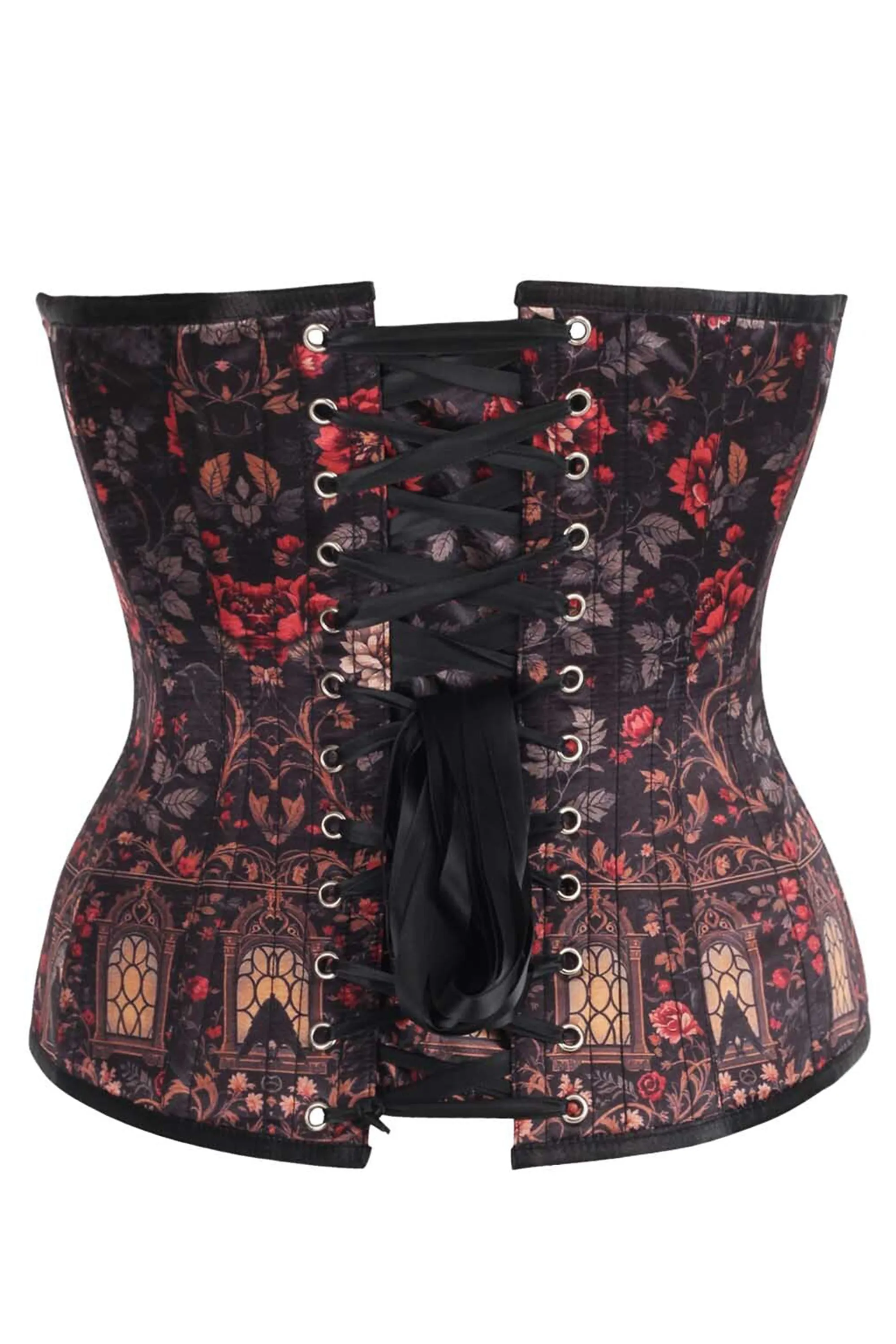 Midnight Bloom Overbust Corset – Gothic Rose & Raven Design sold by Corset Story product image thumbnail 2
