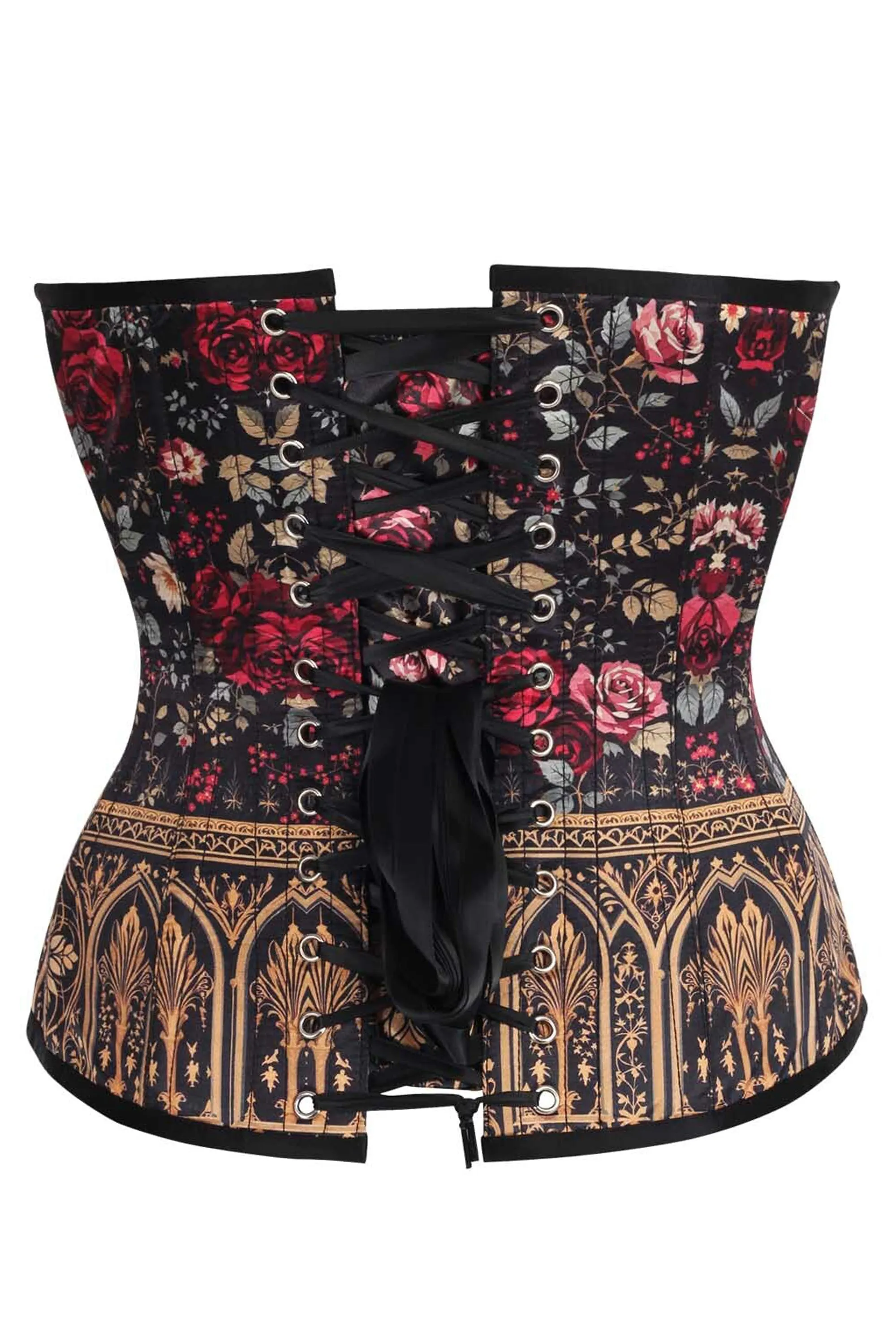 Gothic Rose Garden Overbust Corset with Baroque Gold Detail sold by Corset Story product image thumbnail 2