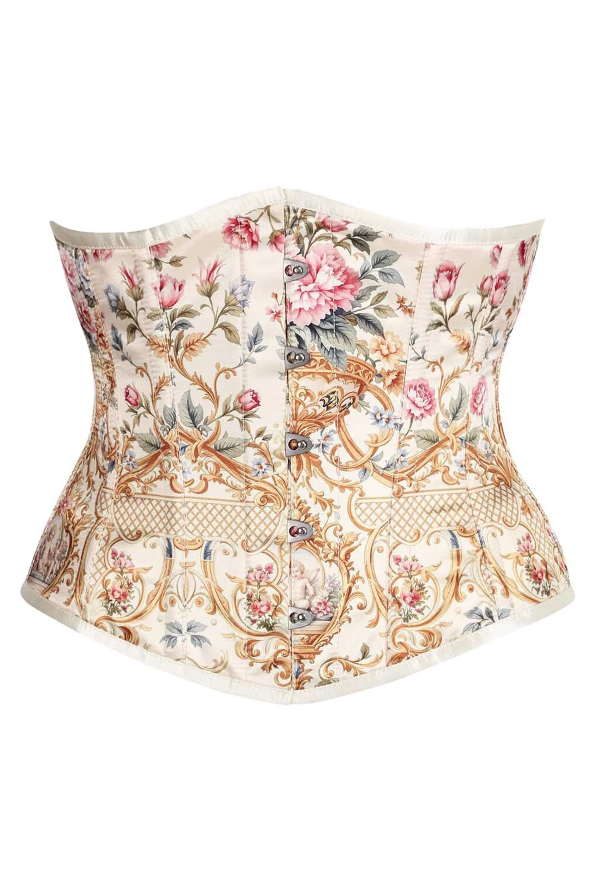 Rococo Garden Underbust Corset – Vintage Floral Brocade with Baroque Charm sold by Corset Story