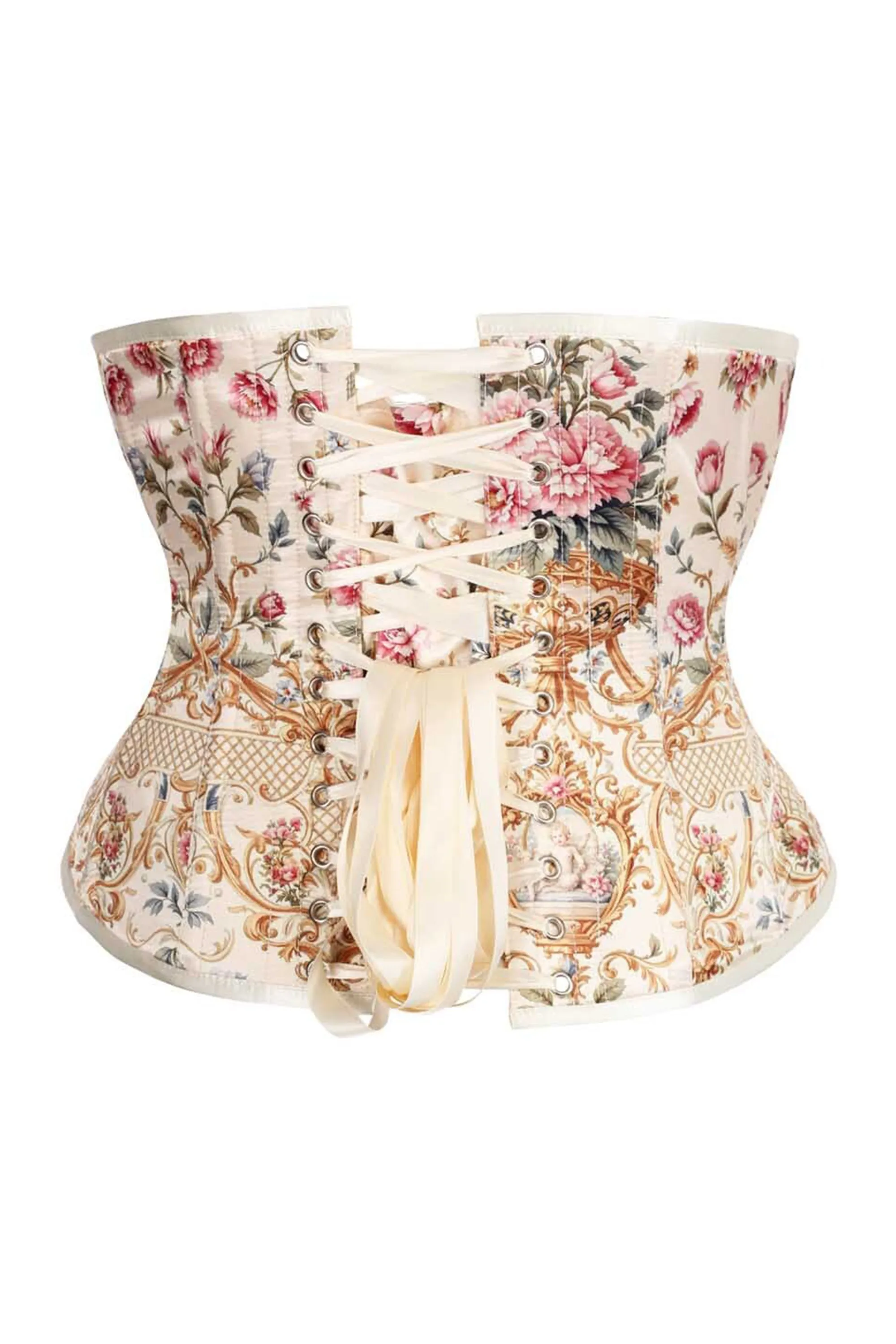 Rococo Garden Underbust Corset – Vintage Floral Brocade with Baroque Charm sold by Corset Story product image thumbnail 2