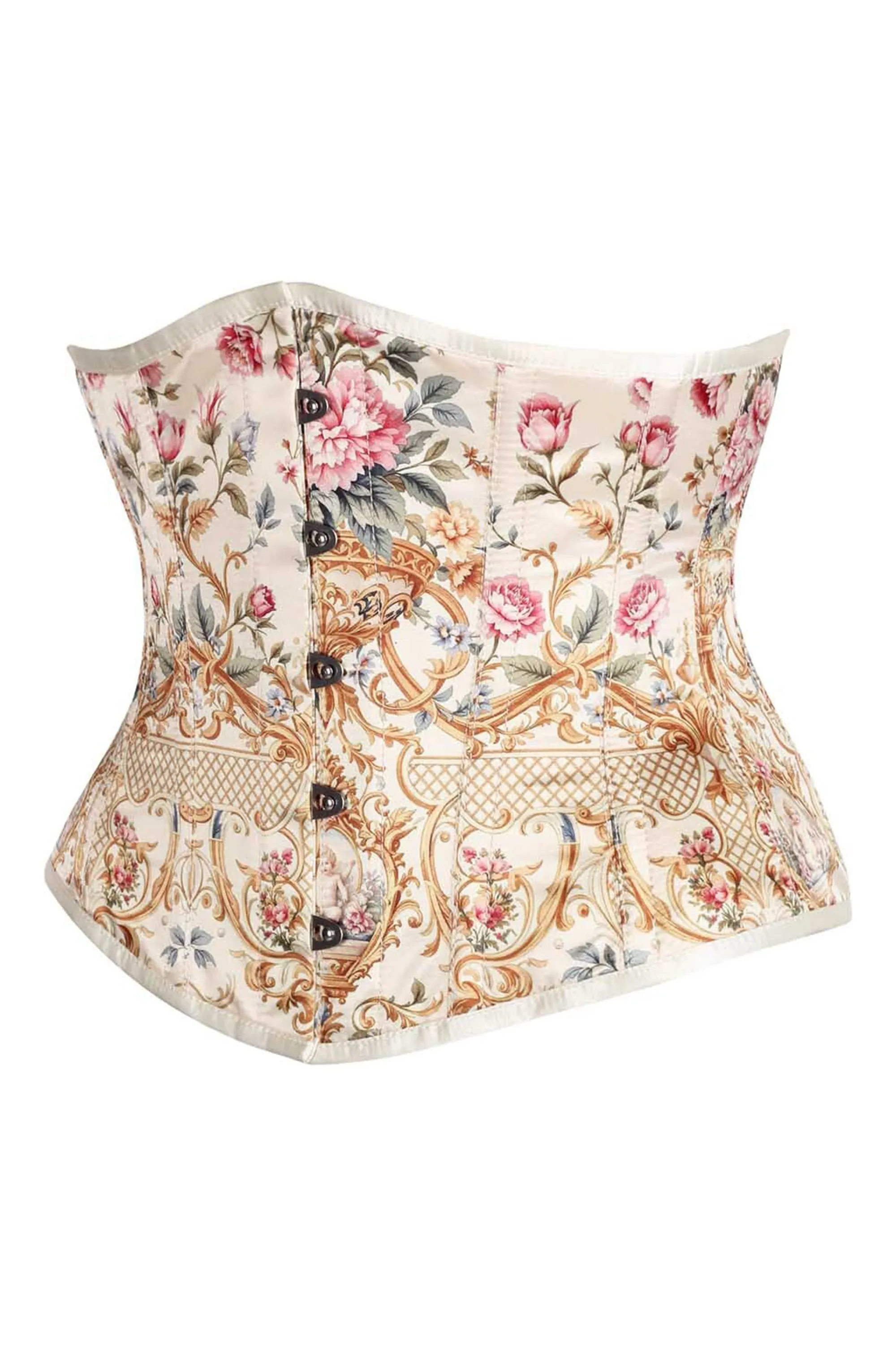 Rococo Garden Underbust Corset – Vintage Floral Brocade with Baroque Charm sold by Corset Story product image thumbnail 3