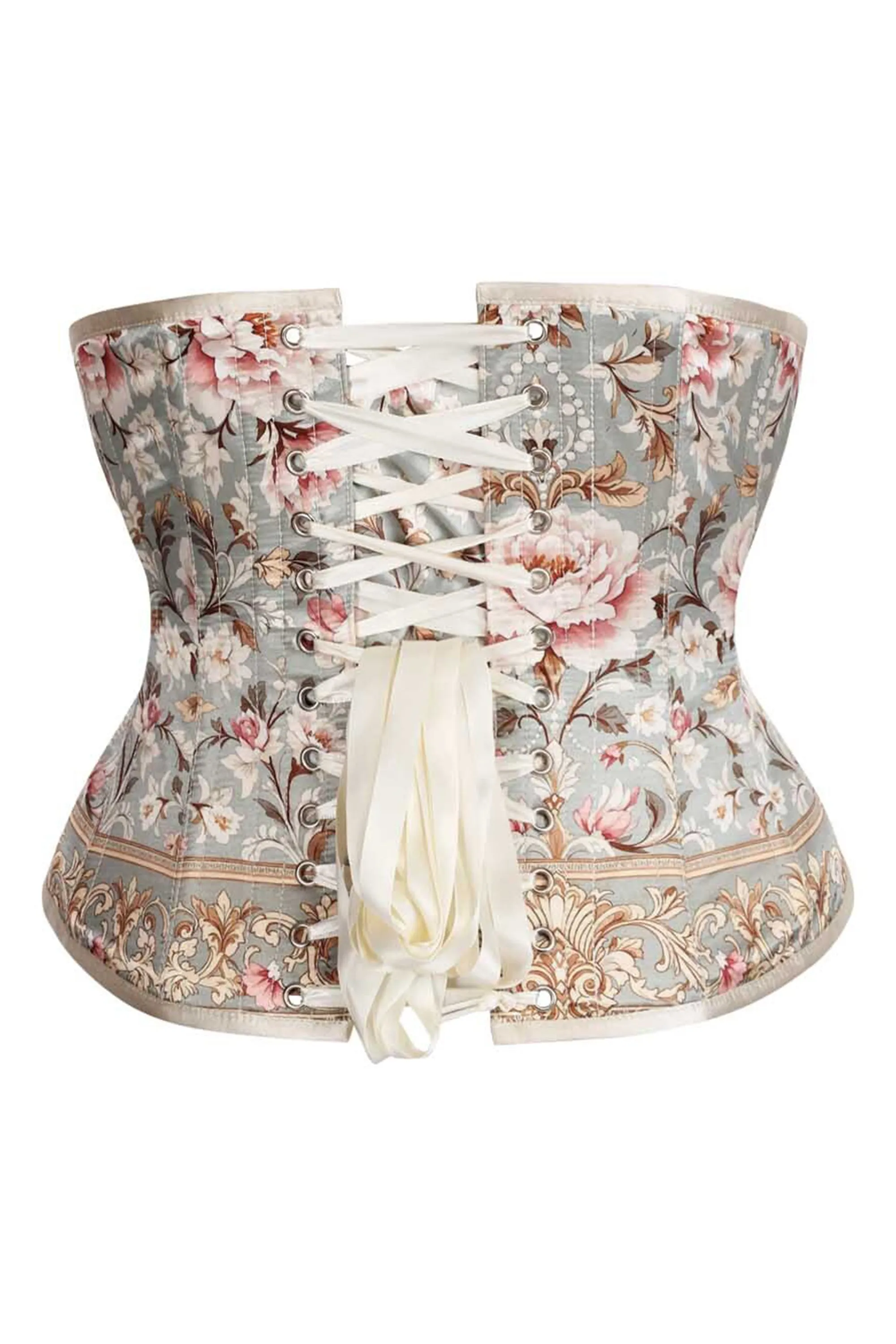 Rose Garden Brocade Underbust Corset – Vintage Floral Elegance sold by Corset Story product image thumbnail 2