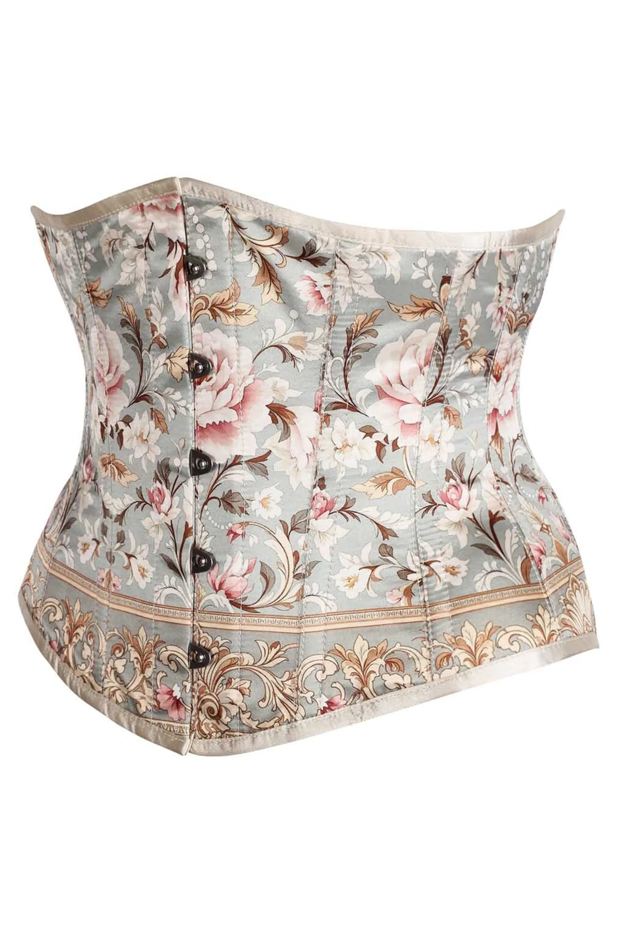 Rose Garden Brocade Underbust Corset – Vintage Floral Elegance sold by Corset Story product image thumbnail 3