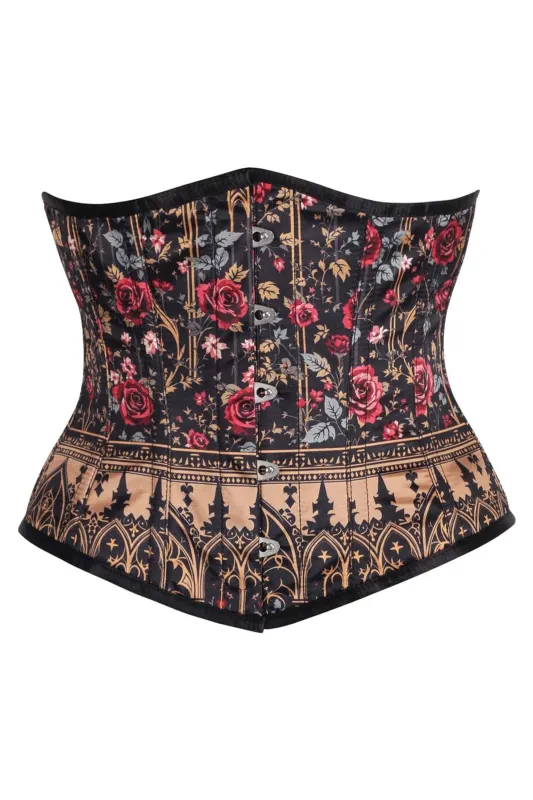 Gothic Rose Cathedral Print Underbust Corset sold by Corset Story