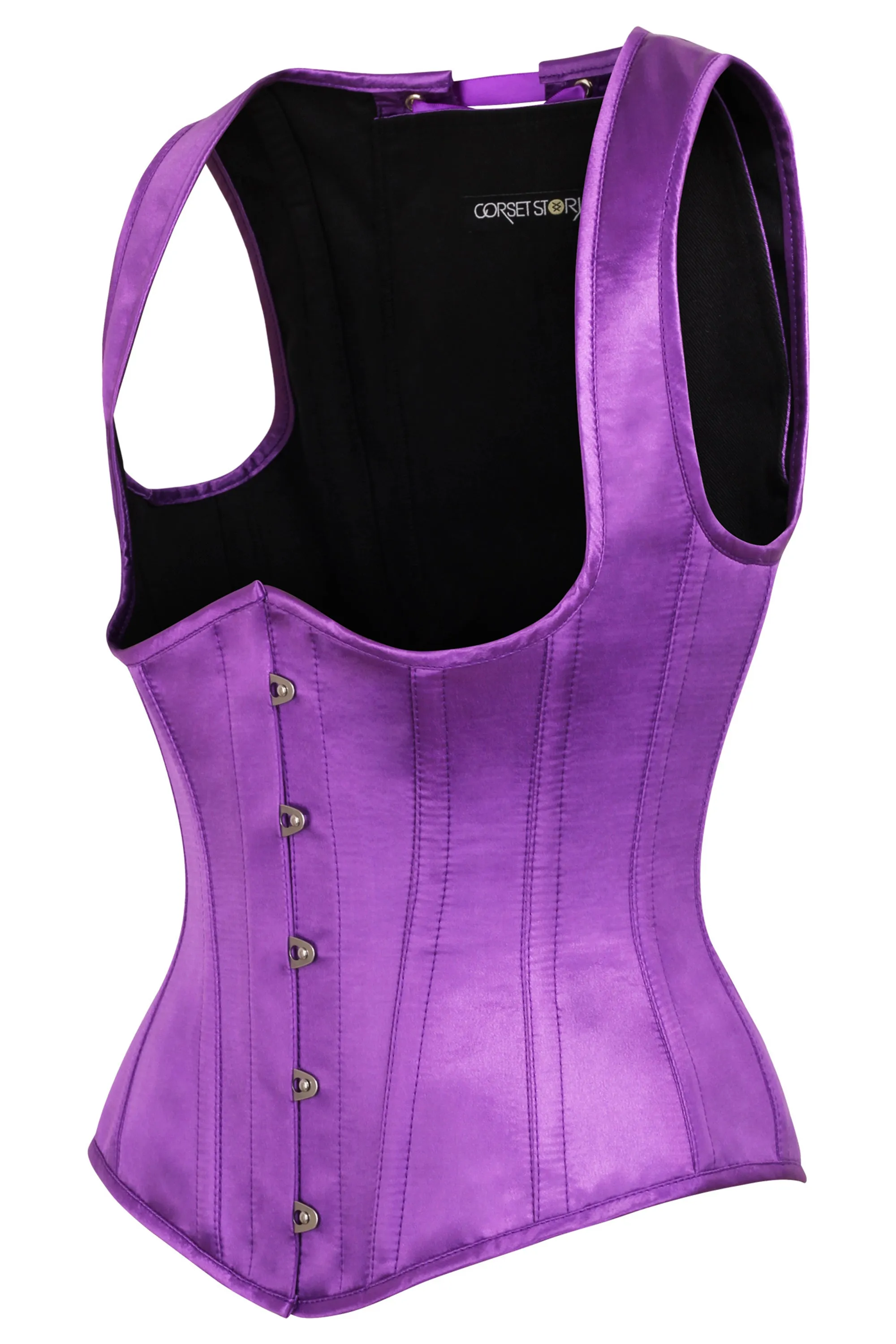 Purple High Back Underbust Corset With Straps sold by Corset Story product image thumbnail 3
