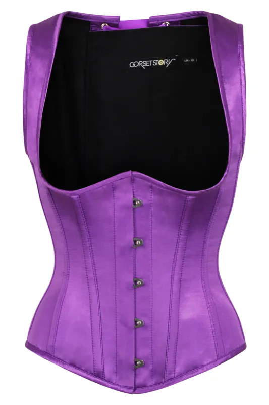 Purple High Back Underbust Corset With Straps sold by Corset Story