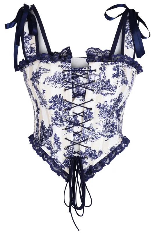 Château Daydream Corset – Blue Toile Romance sold by Corset Story