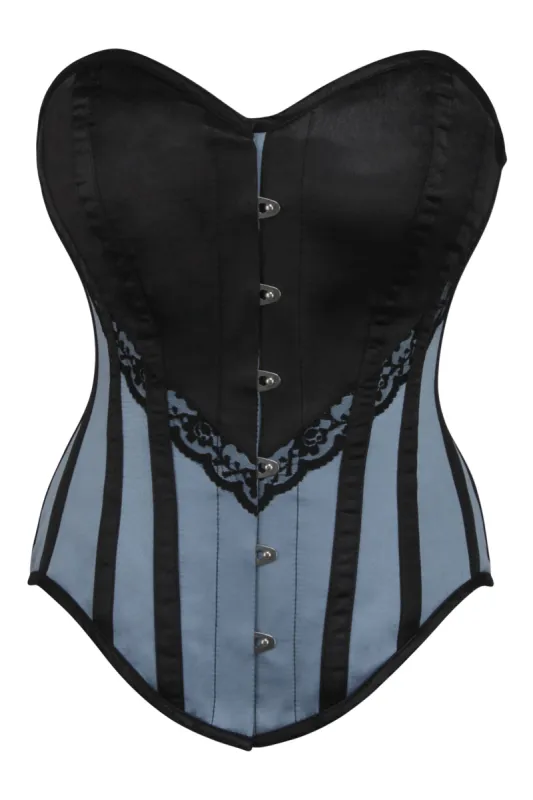 Black and Grey Waist Taming Overbust Corset sold by Corset Story