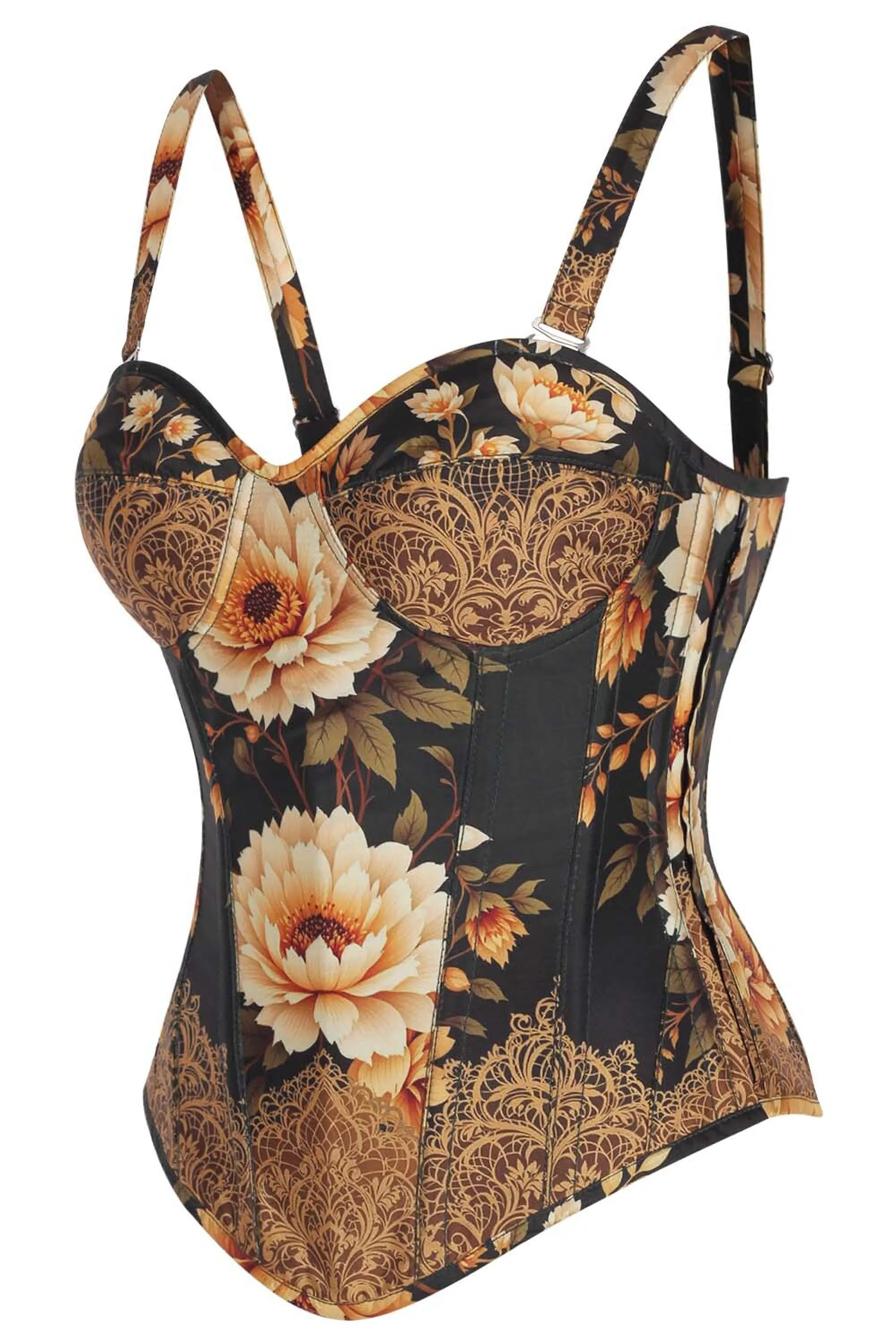 Baroque Bloom Overbust Corset with Adjustable Straps sold by Corset Story product image thumbnail 3