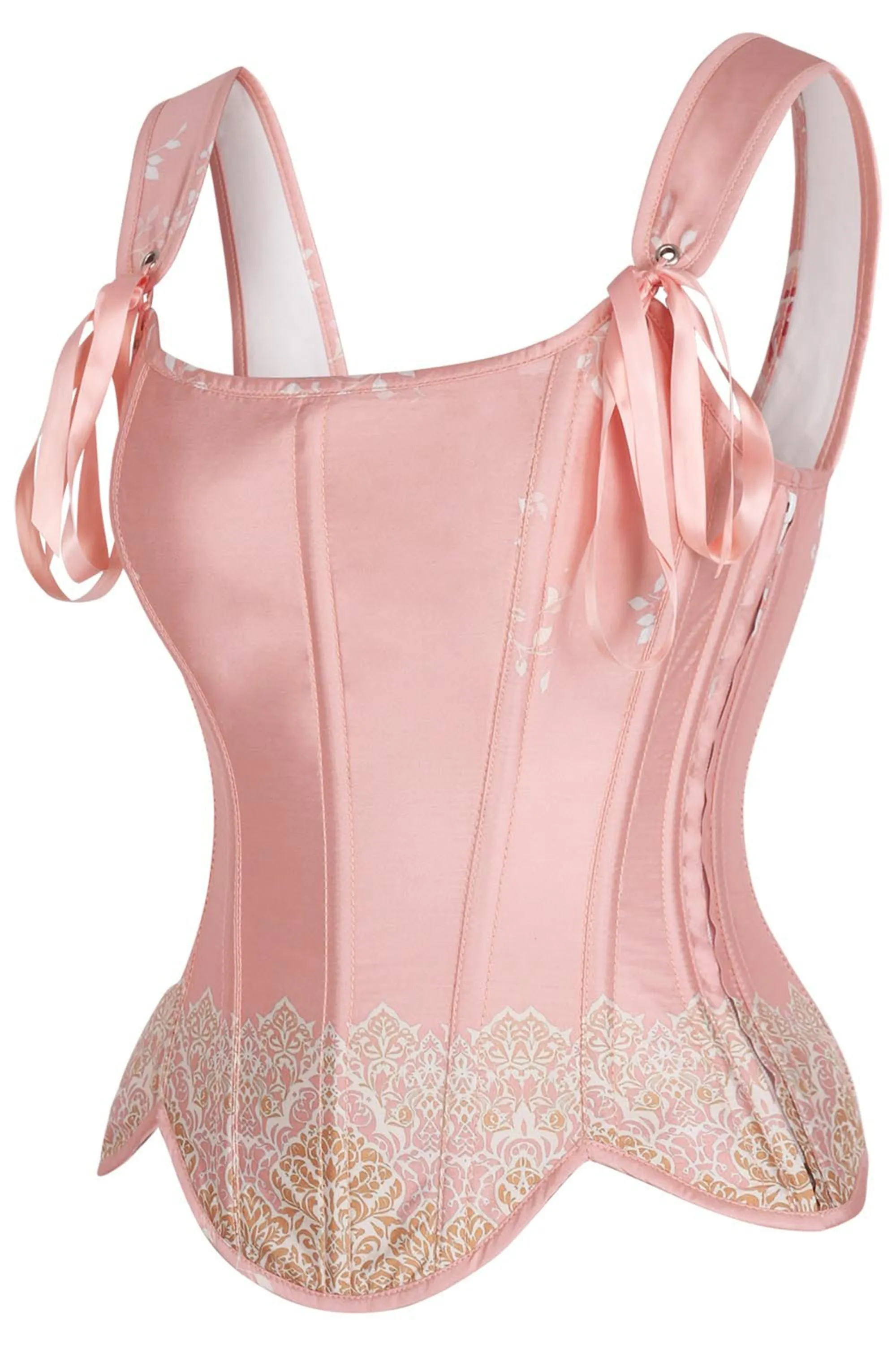 Blush Brocade Overbust Corset with Shoulder Straps sold by Corset Story product image thumbnail 3