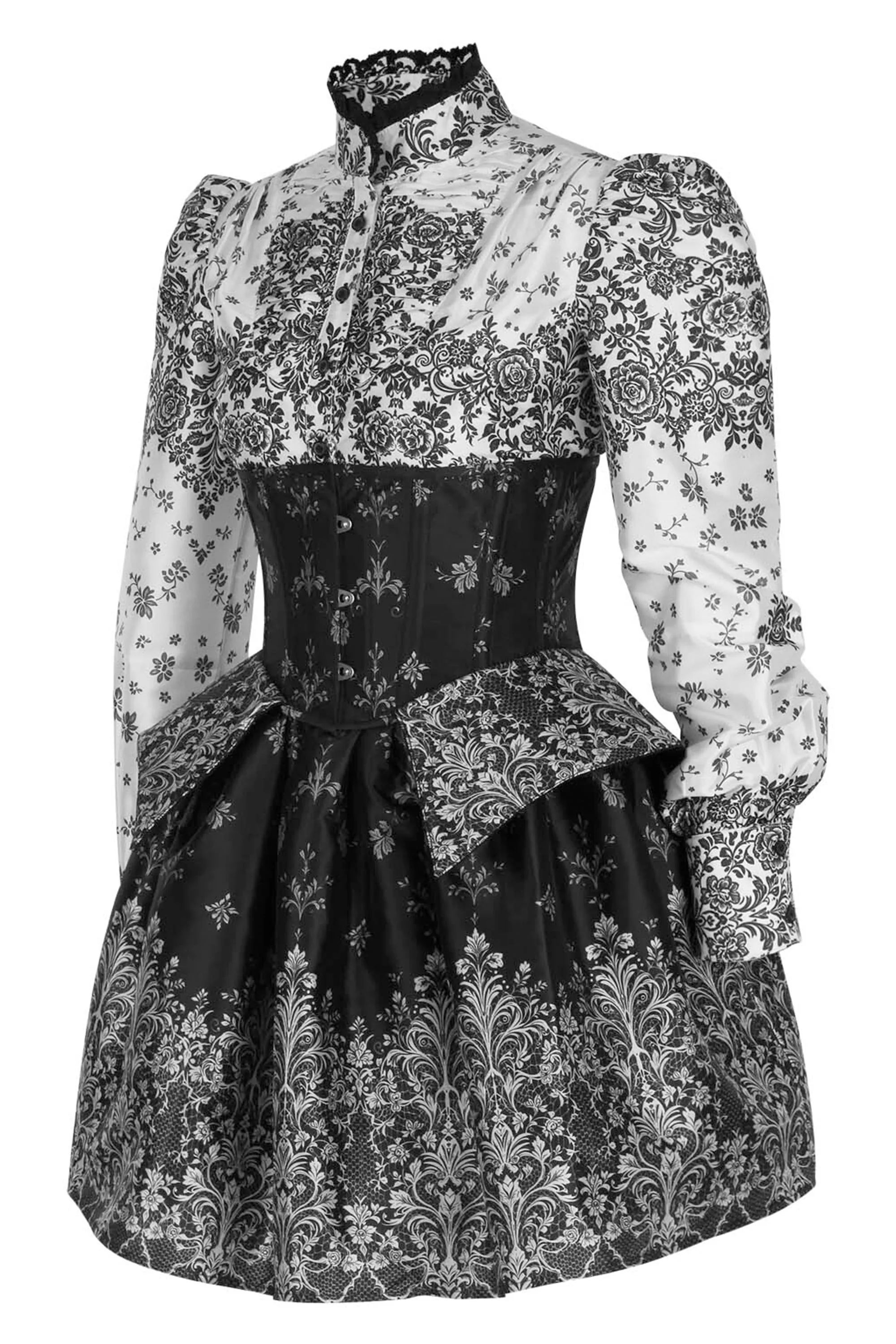 Baroque Elegance Black & White Corset Dress sold by Corset Story product image thumbnail 3