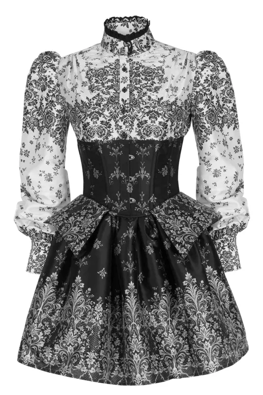 Baroque Elegance Black & White Corset Dress sold by Corset Story
