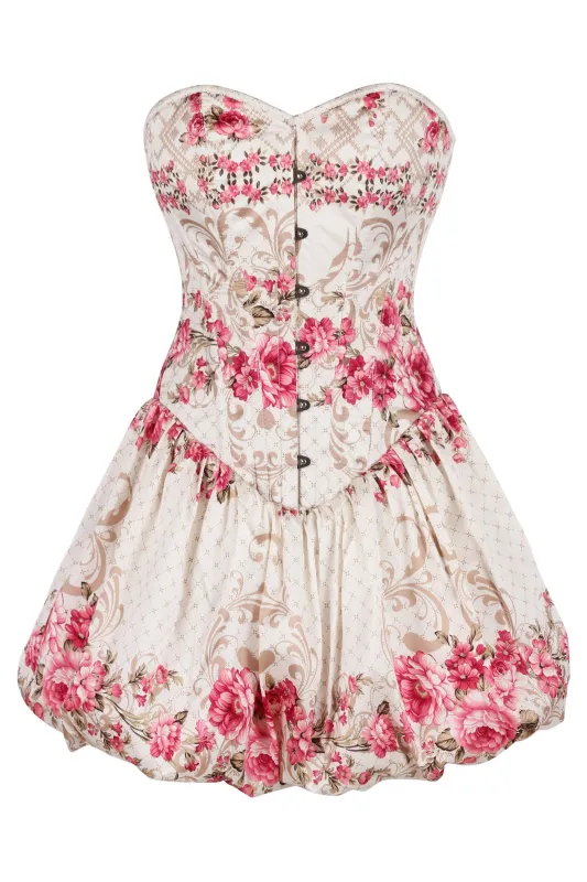 Vintage Floral Corset Dress with Bubble Skirt made by Corset Story