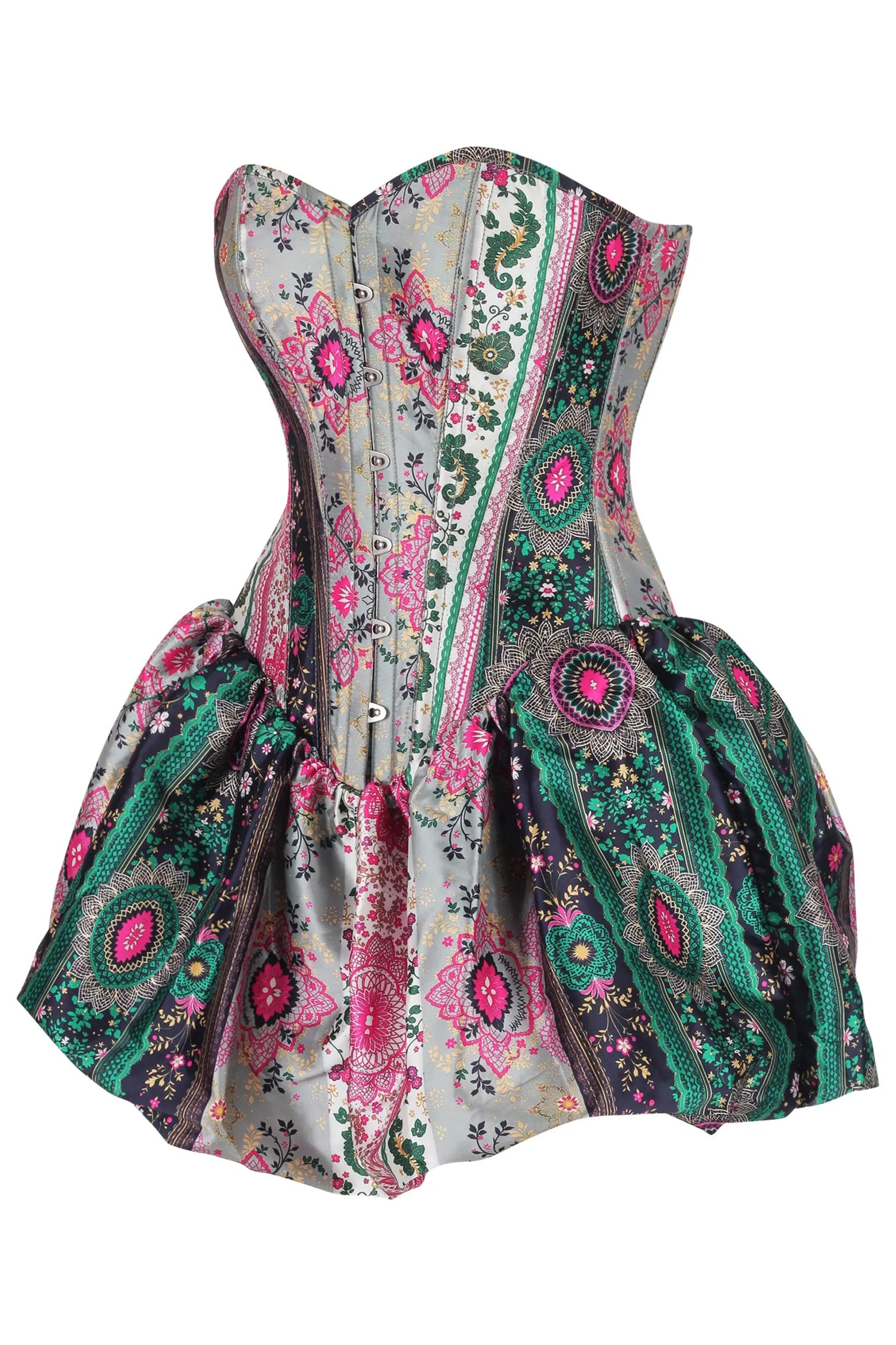Bohemian Jewel-Tone Patchwork Corset Dress sold by Corset Story product image thumbnail 3