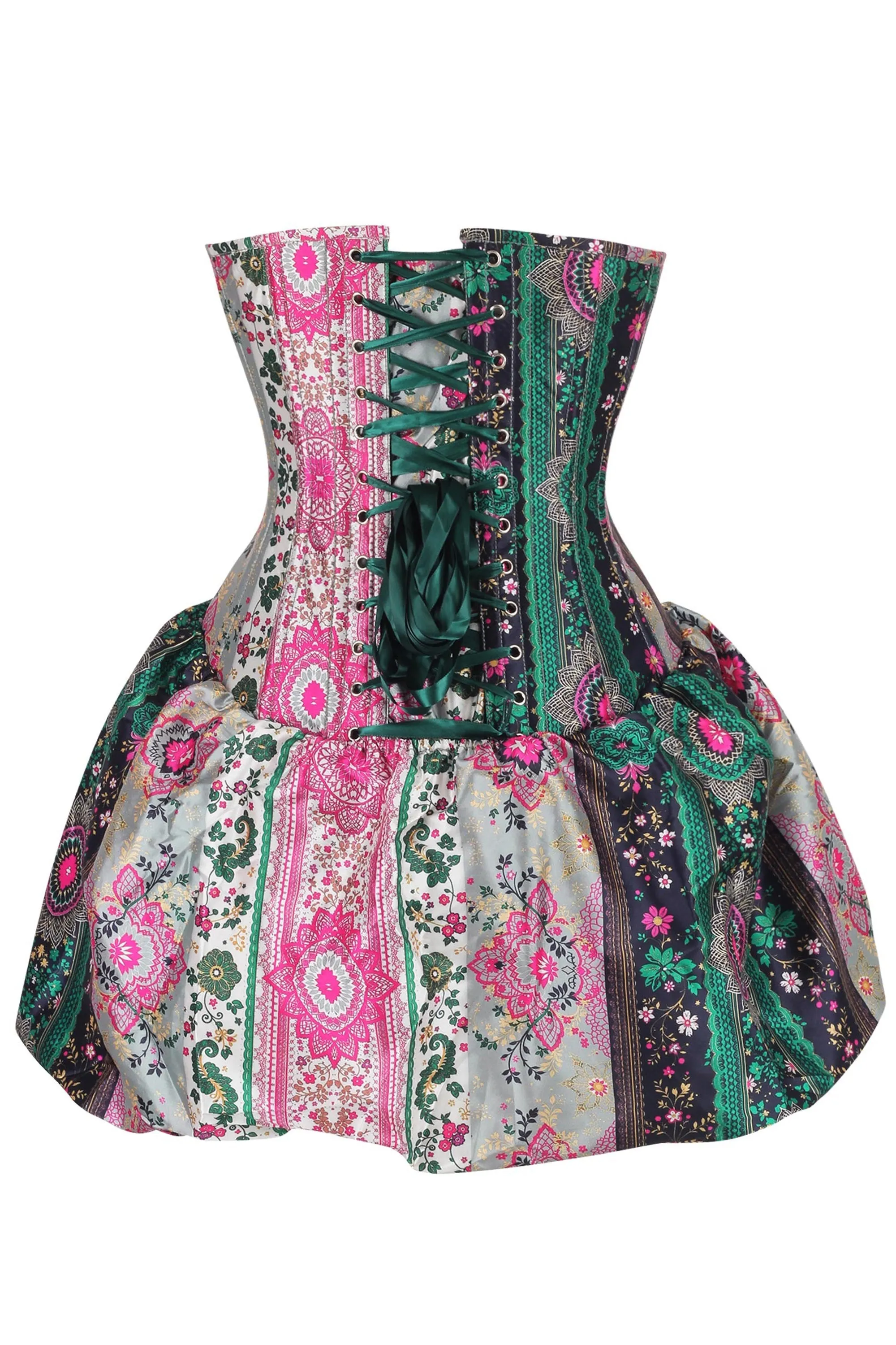 Bohemian Jewel-Tone Patchwork Corset Dress sold by Corset Story product image thumbnail 2