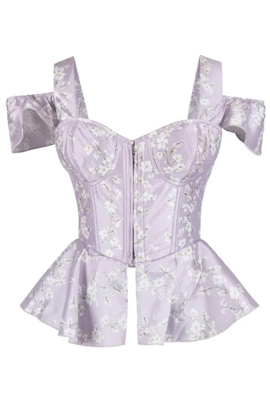 Lilac Blossom Off-Shoulder Peplum Corset Top sold by Corset Story