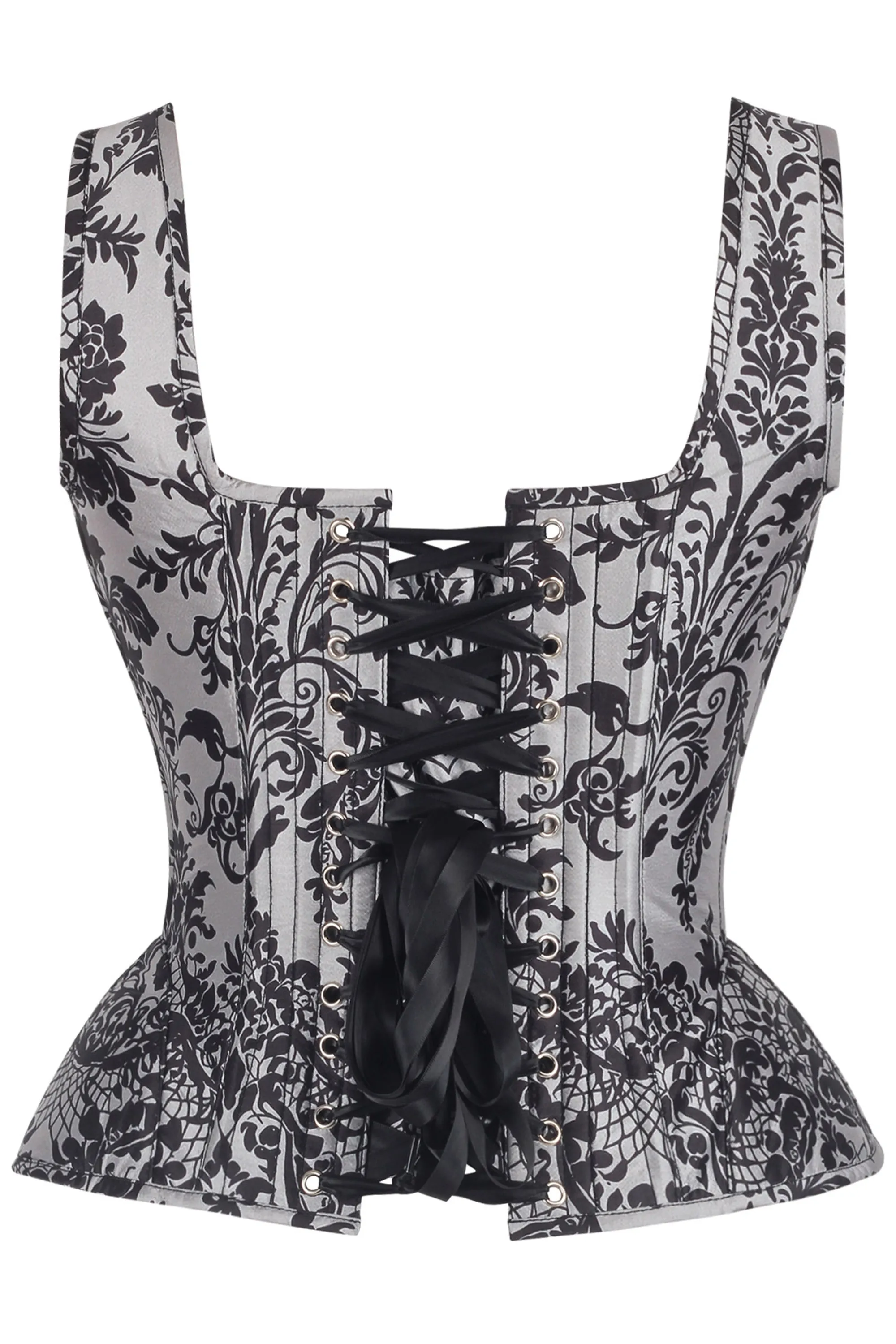 Gothic Noir Baroque Shoulder Strap Corset with Front Zip sold by Corset Story product image thumbnail 2