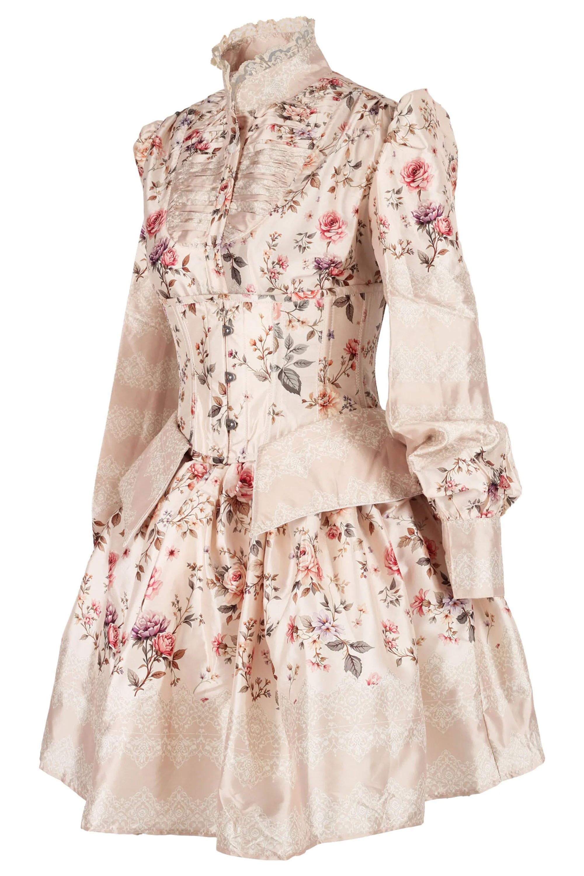Victorian-Inspired Floral Satin Underbust Corset, Skirt & Shirt Set sold by Corset Story product image thumbnail 3