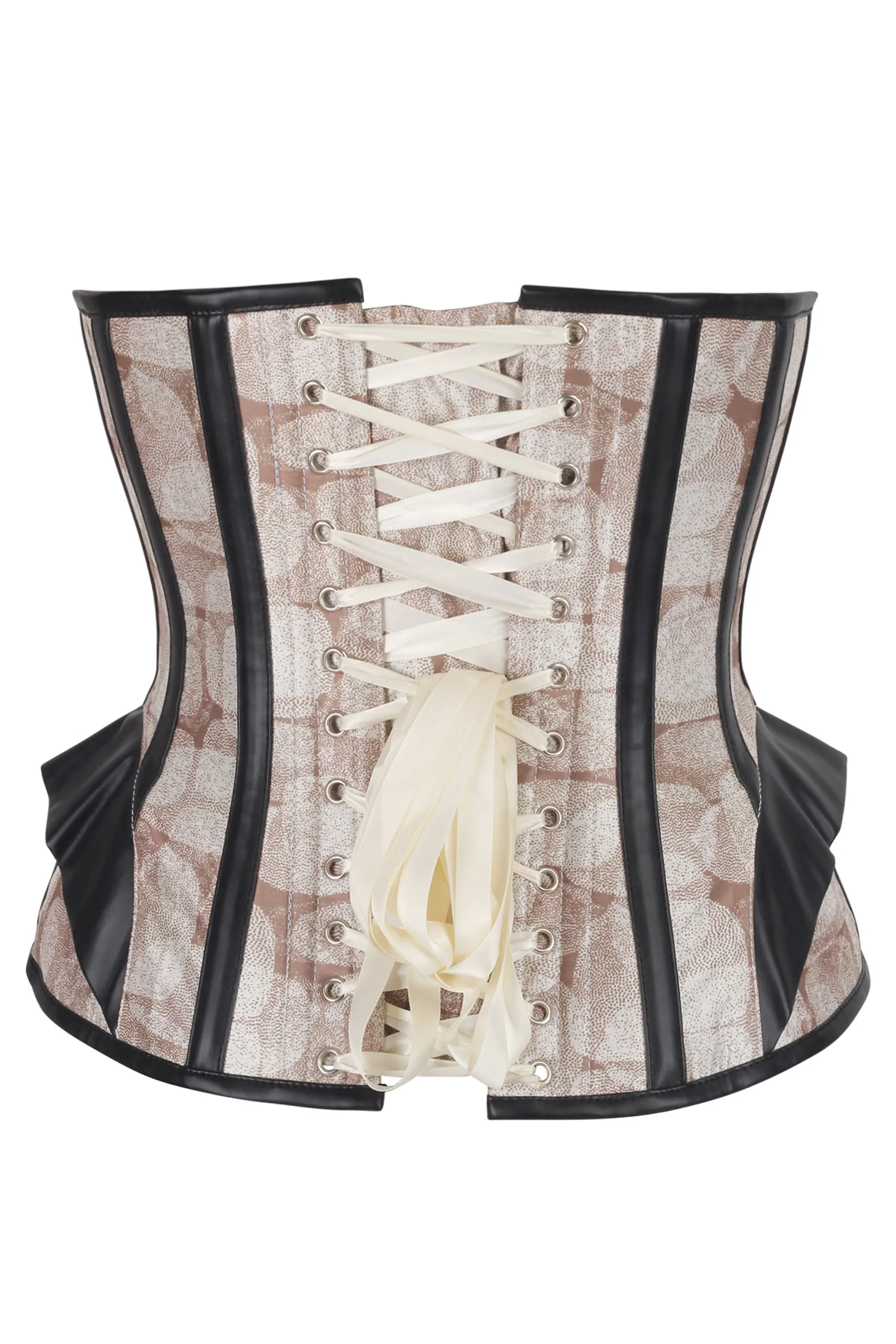 Monochrome Grid Print Faux Leather Trim Corset sold by Corset Story product image thumbnail 2