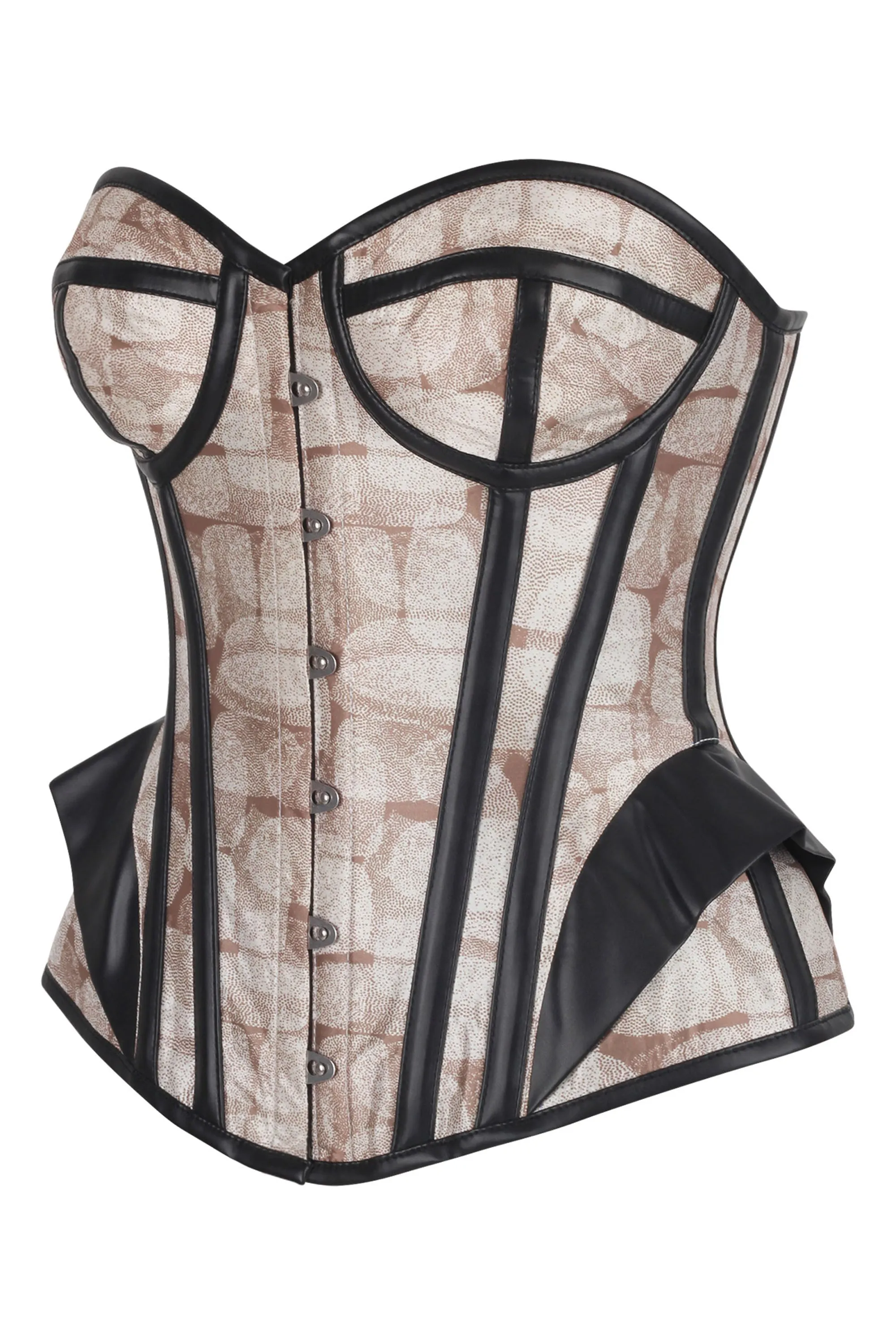 Monochrome Grid Print Faux Leather Trim Corset sold by Corset Story product image thumbnail 3