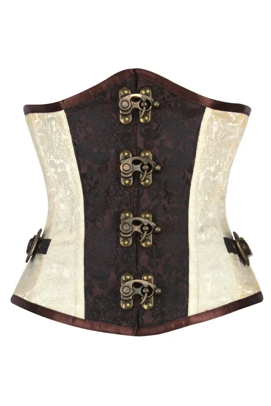Two-Tone Underbust Steampunk Corset with Antique Swing Clasps sold by Corset Story