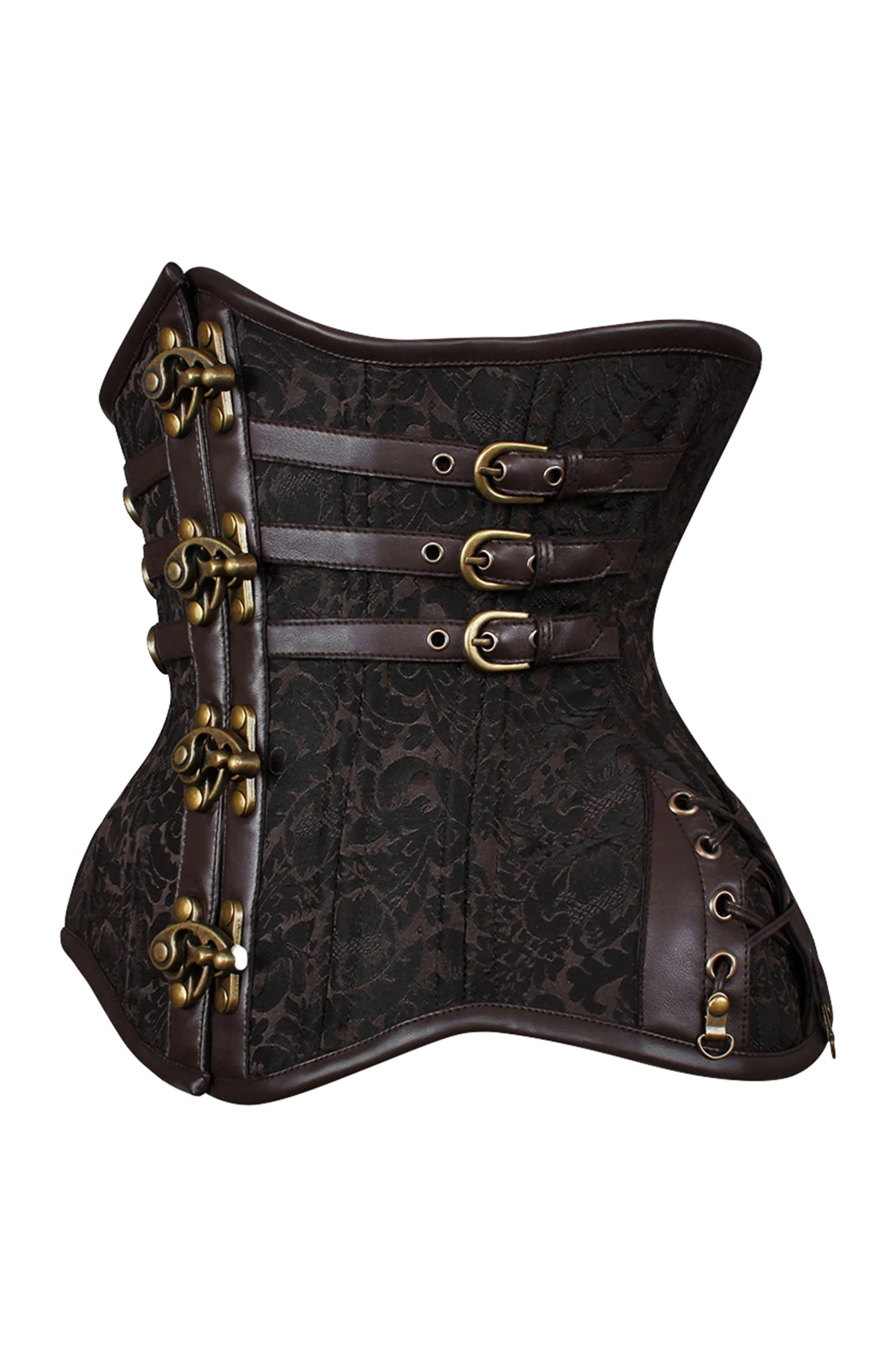 Dark Brown Steampunk Waist Cincher with Buckles & Swing Clasps sold by Corset Story product image thumbnail 3