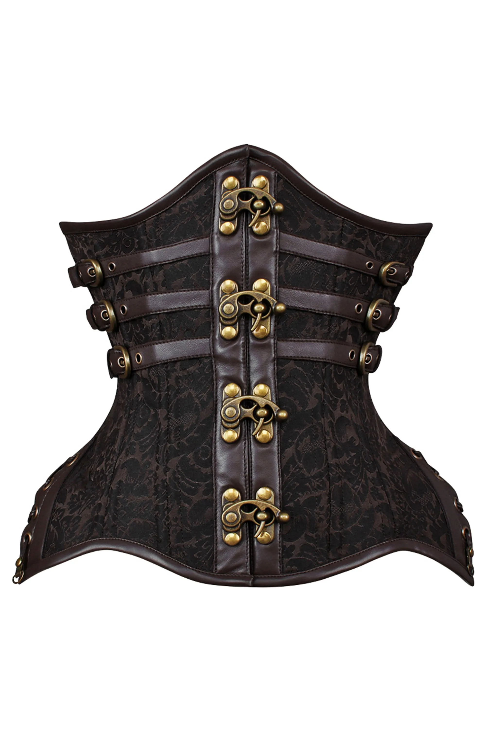 Dark Brown Steampunk Waist Cincher with Buckles & Swing Clasps sold by Corset Story