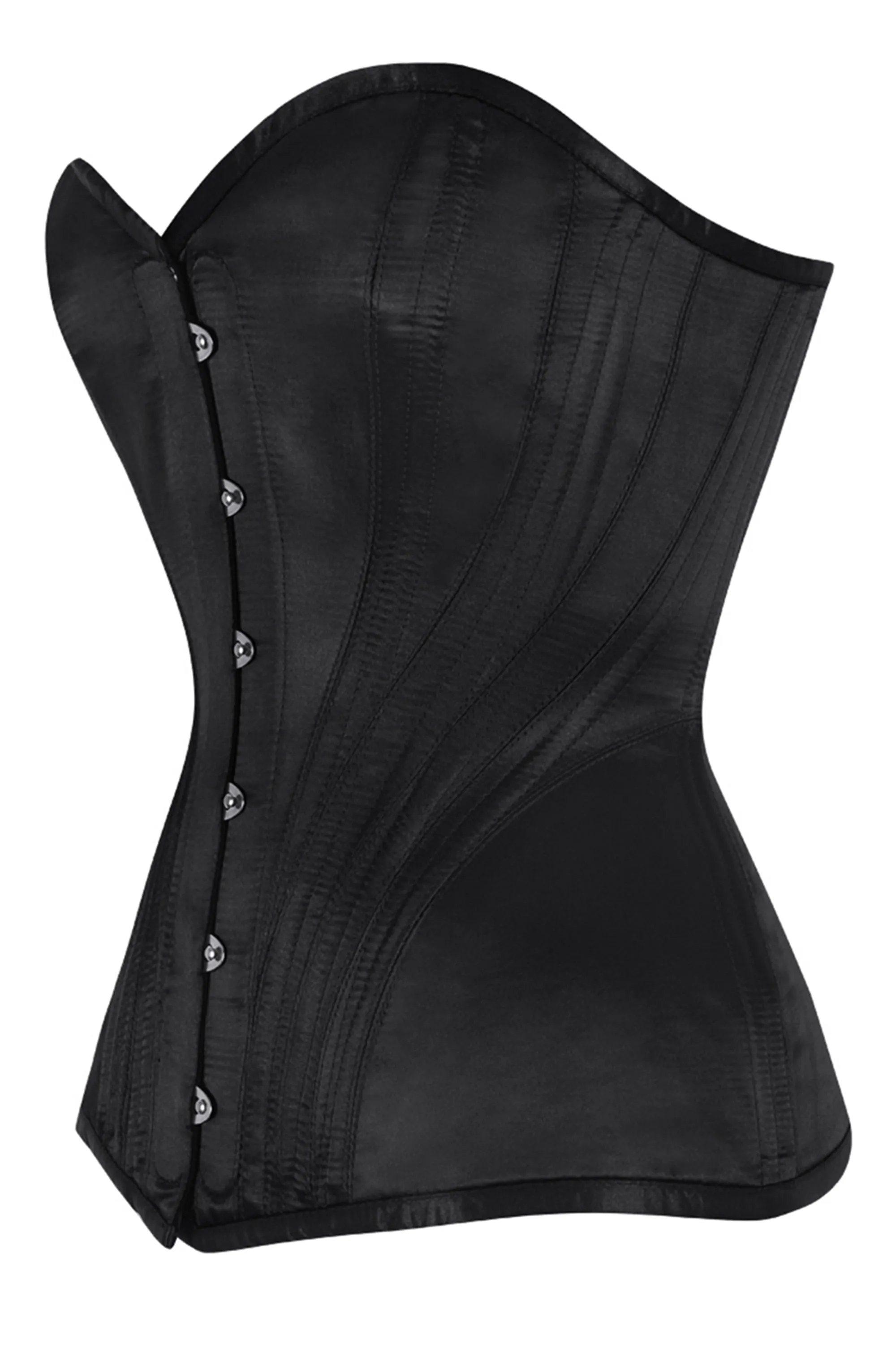 Classic Black Satin Overbust Corset with Steel Boning sold by Corset Story product image thumbnail 3