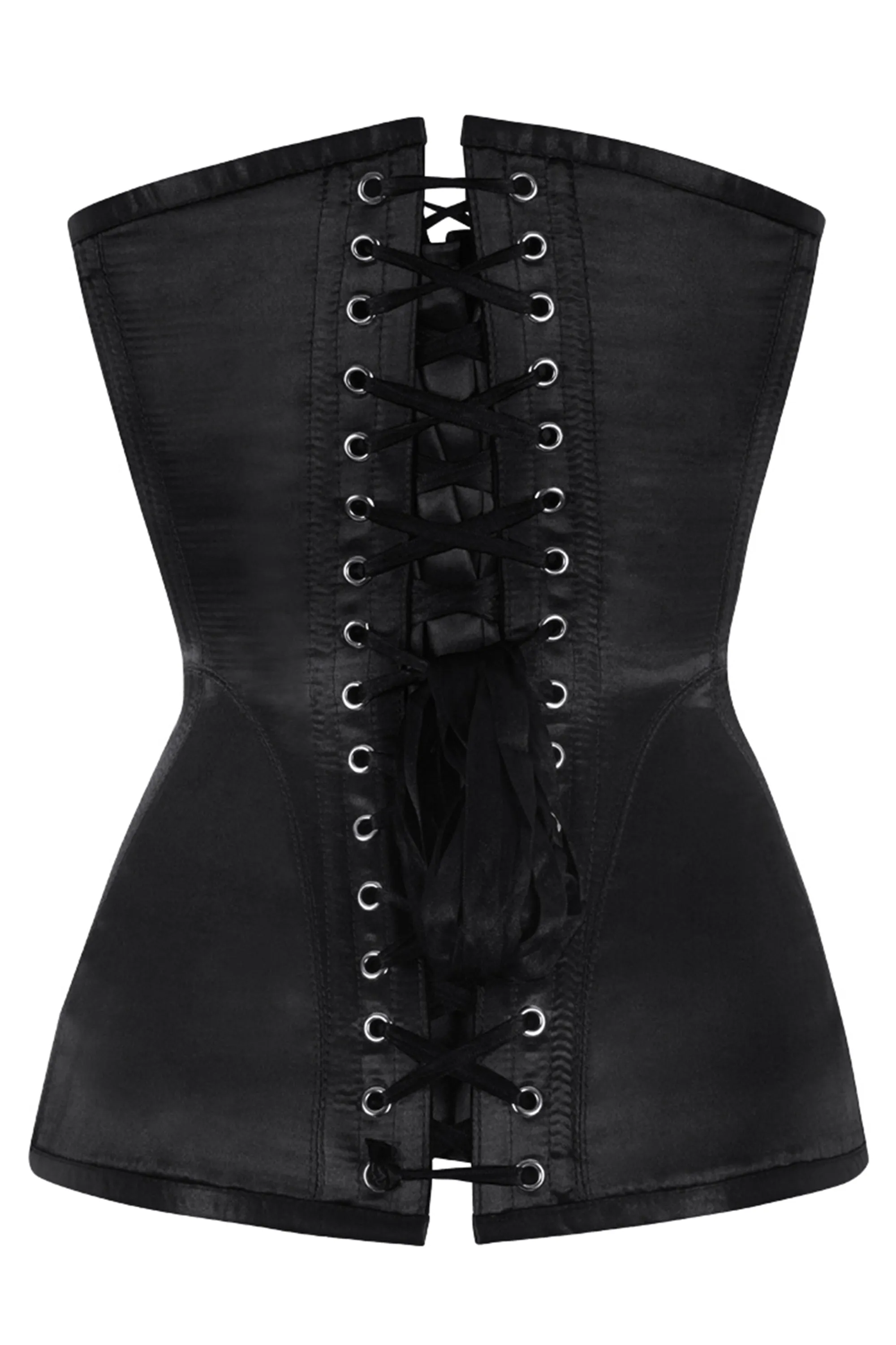 Classic Black Satin Overbust Corset with Steel Boning sold by Corset Story product image thumbnail 2
